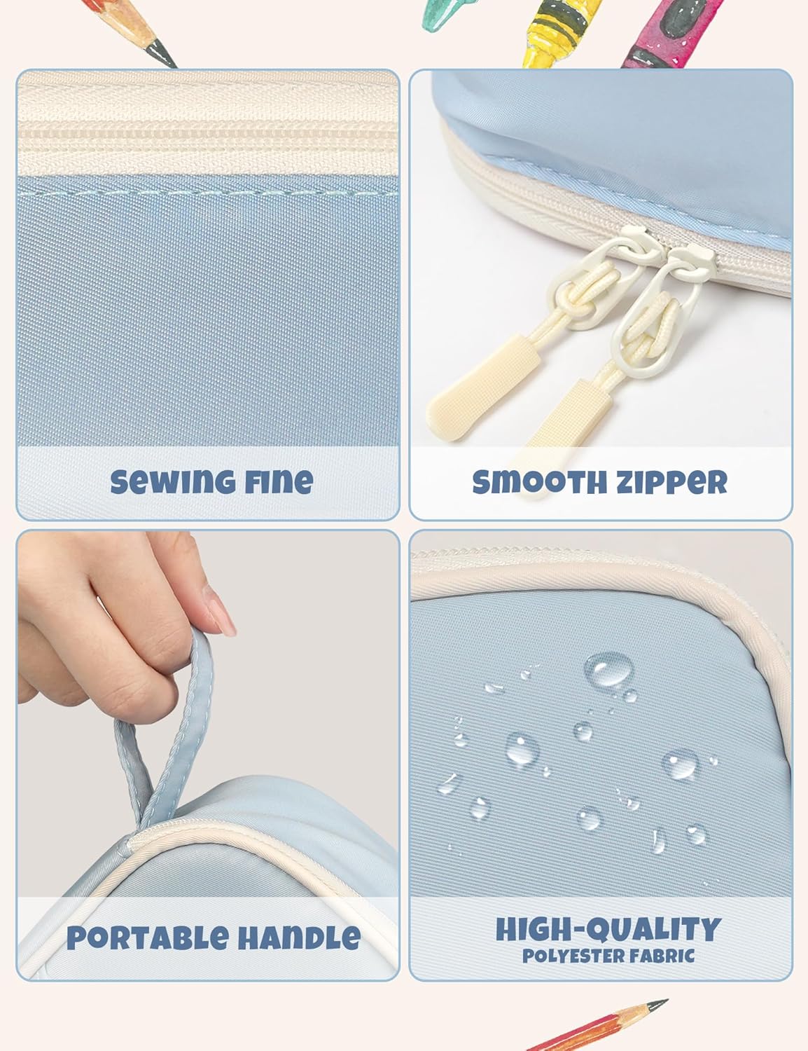 Detalle 2 de SUNEE Large Capacity Pencil Case with Compartments and Handle (Blue)