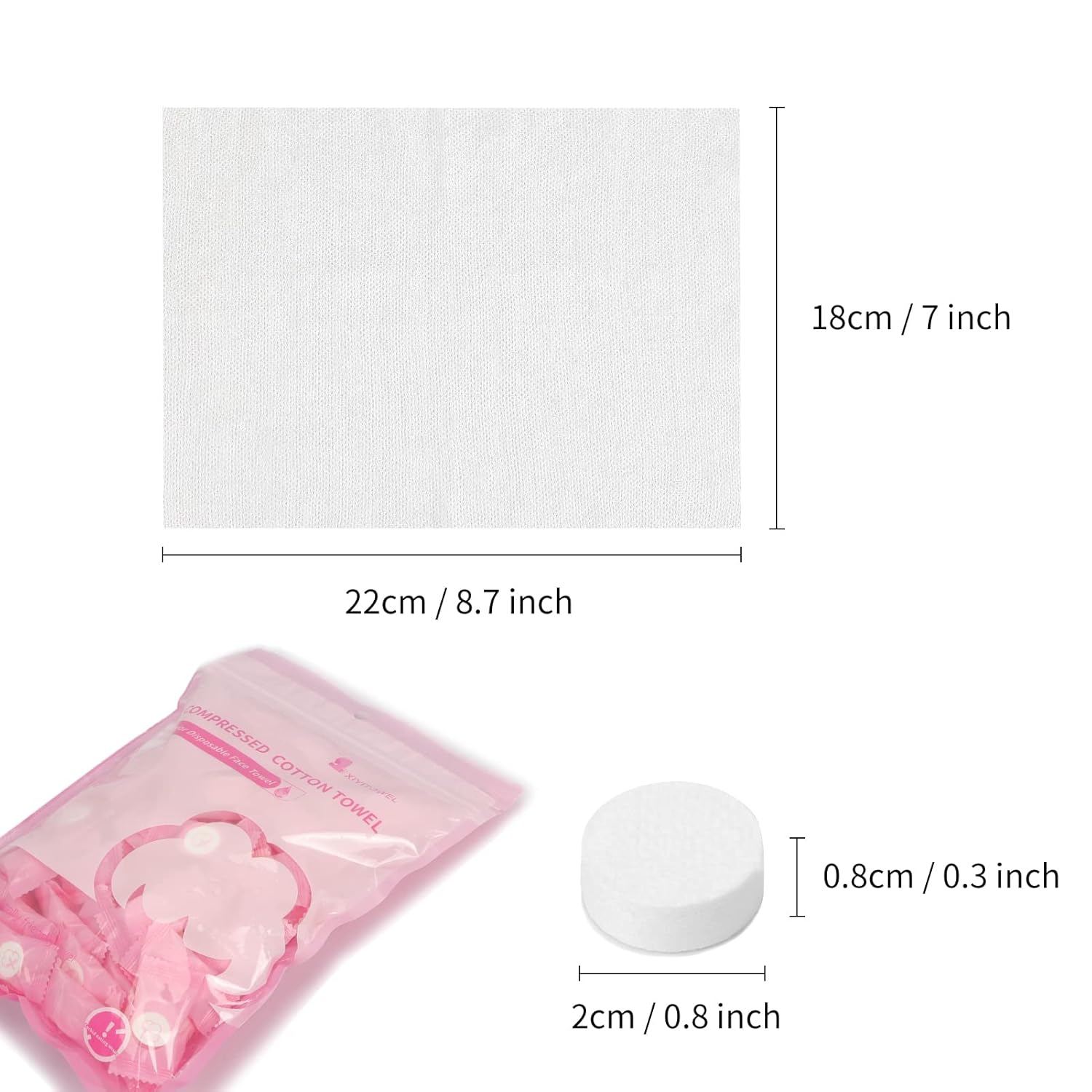 Thumbnail 5 de Classycoo Compressed Towel (100 PCS) Mini Disposable Face Towels for Travel, Camping, Hiking, Sport & Home Use (Pink)