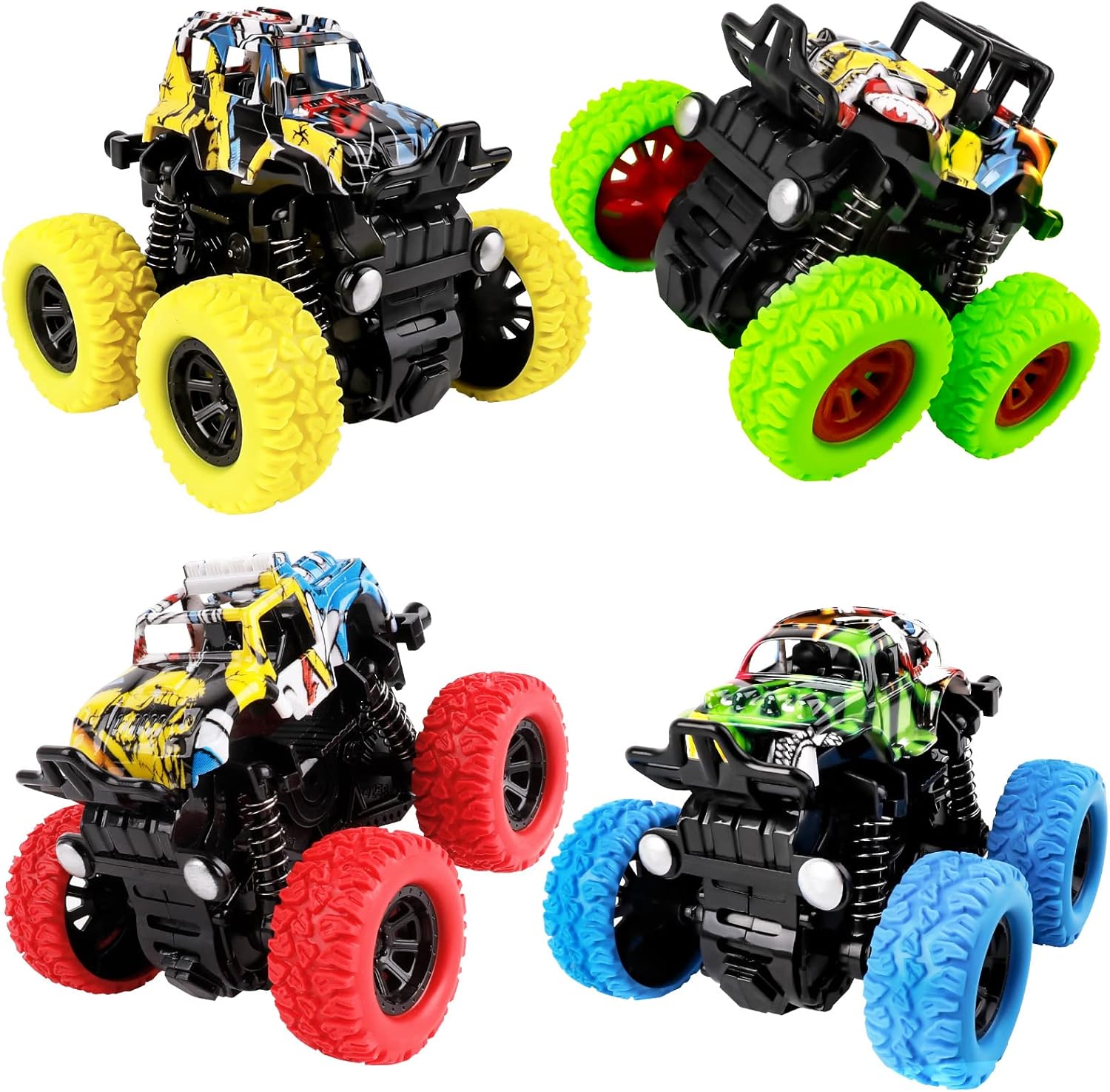 m zimoon Monster Truck: 4-Pack Inertia Toys for Active Kids