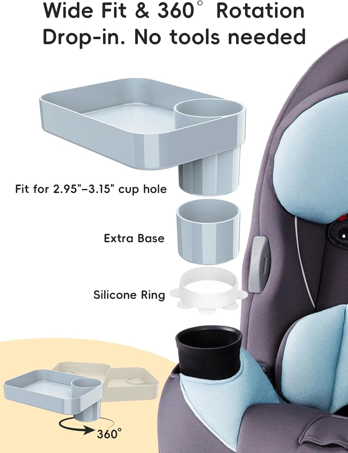 Detalle de BBSDA Car Seat Snack Tray, Square