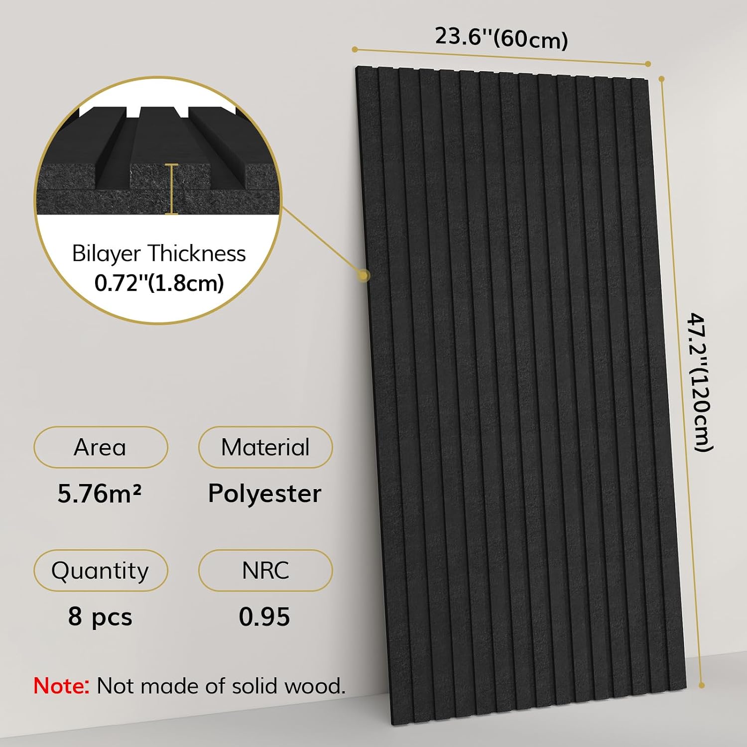 Detalle 2 de TONOR 24014.02BL.V1 Acoustic Panels, 8-Pack, Self-Adhesive Black Polyester