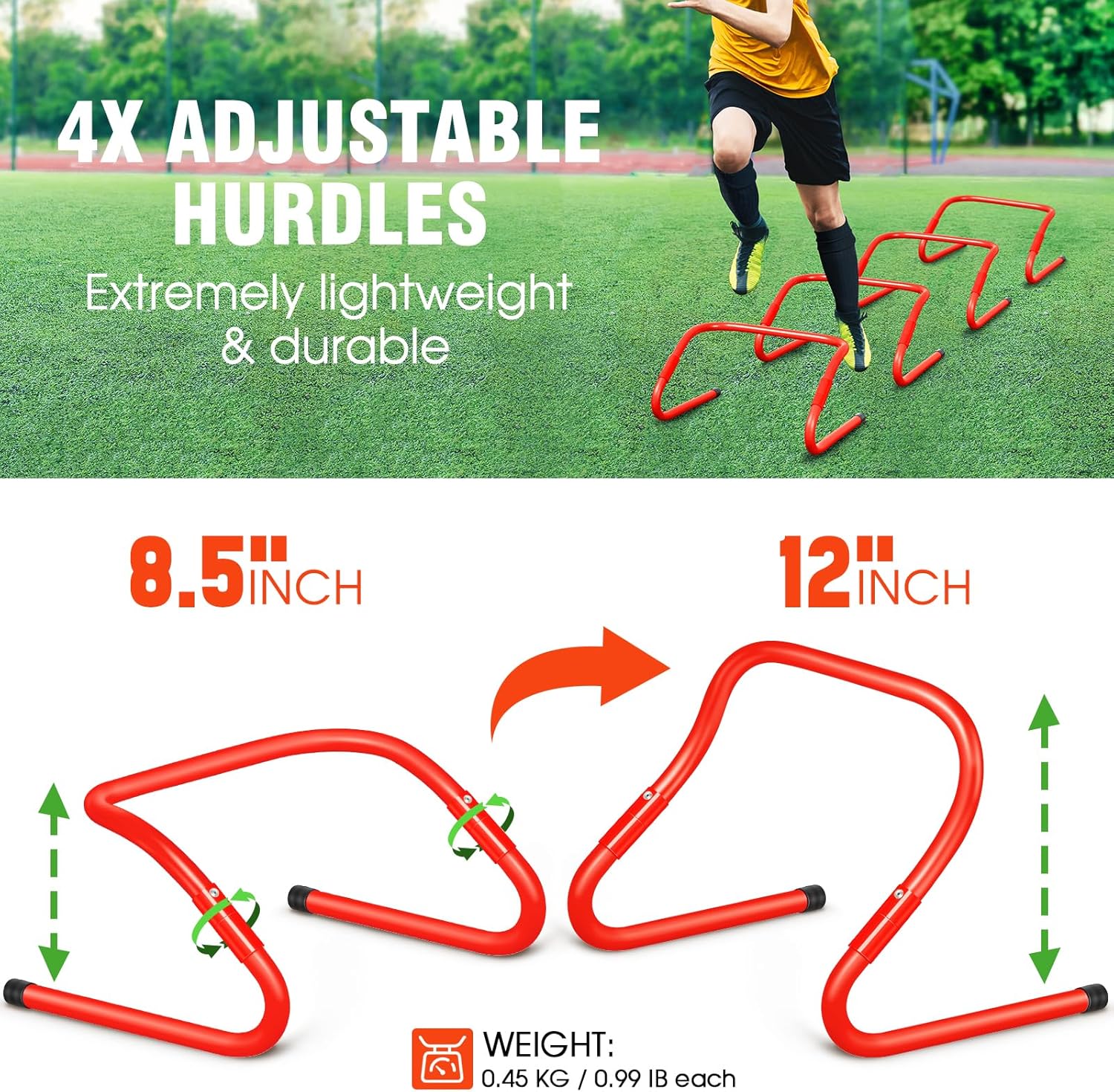 Detalle 2 de X-UMEUS Agility Ladder Speed Training Equipment Set (20ft ladder, cones, hurdles, jump rope, speed parachute)