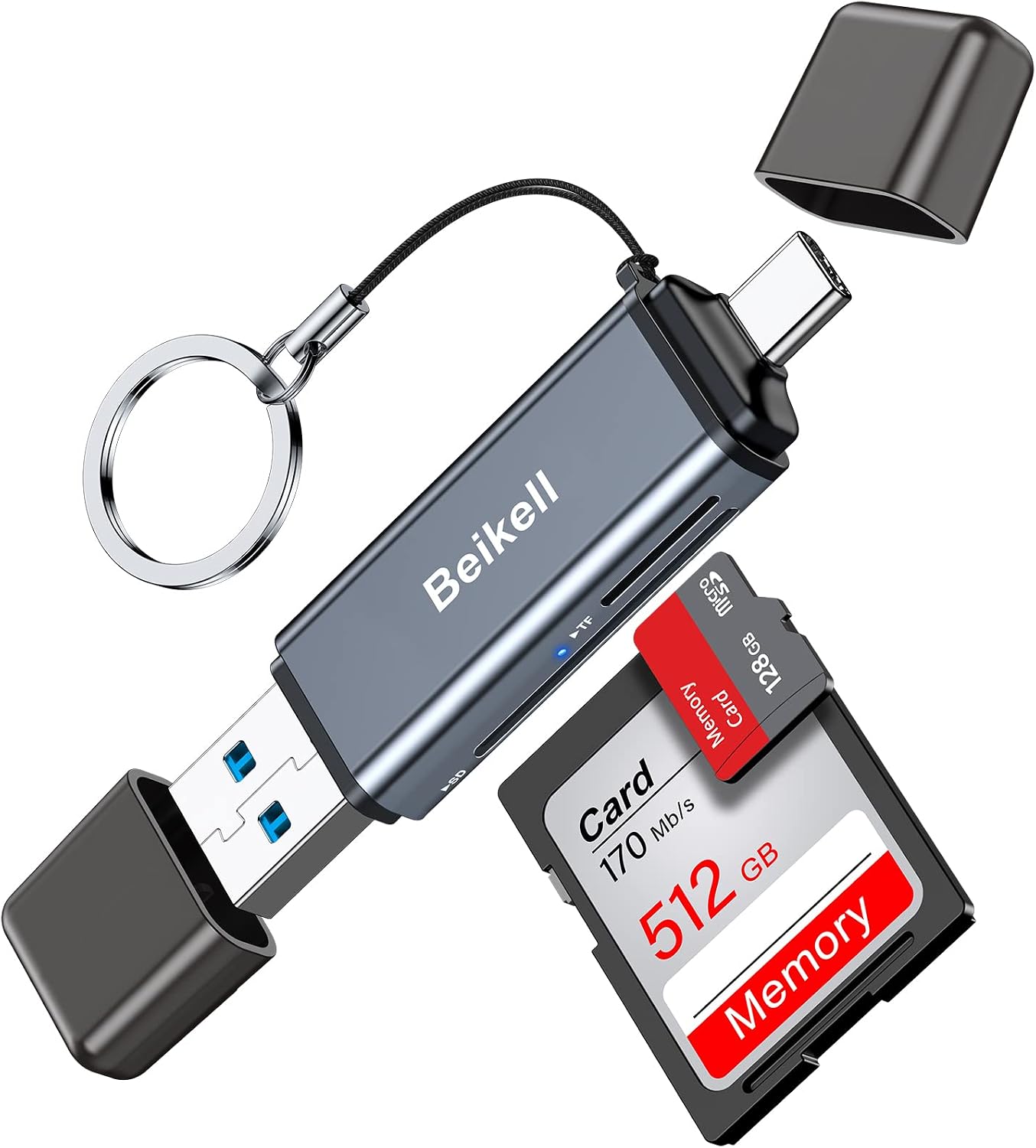 Detalle de Beikell B6310 SD Card Reader 3.0 with USB-C and USB-A, Dual Card Access