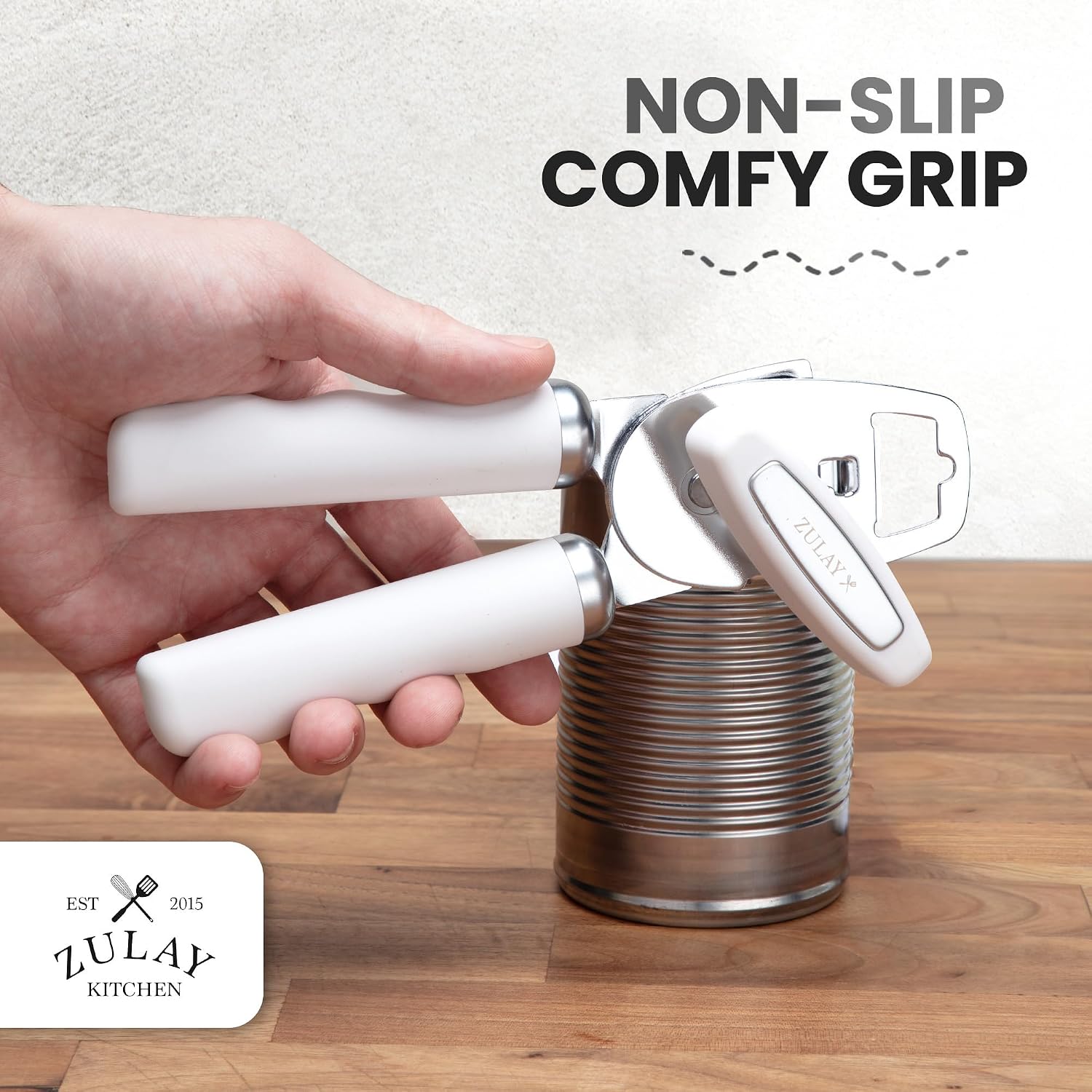Detalle 1 de Zulay Kitchen Manual Can Opener with Stainless Steel Blade, Comfort Grip and Bottle Opener