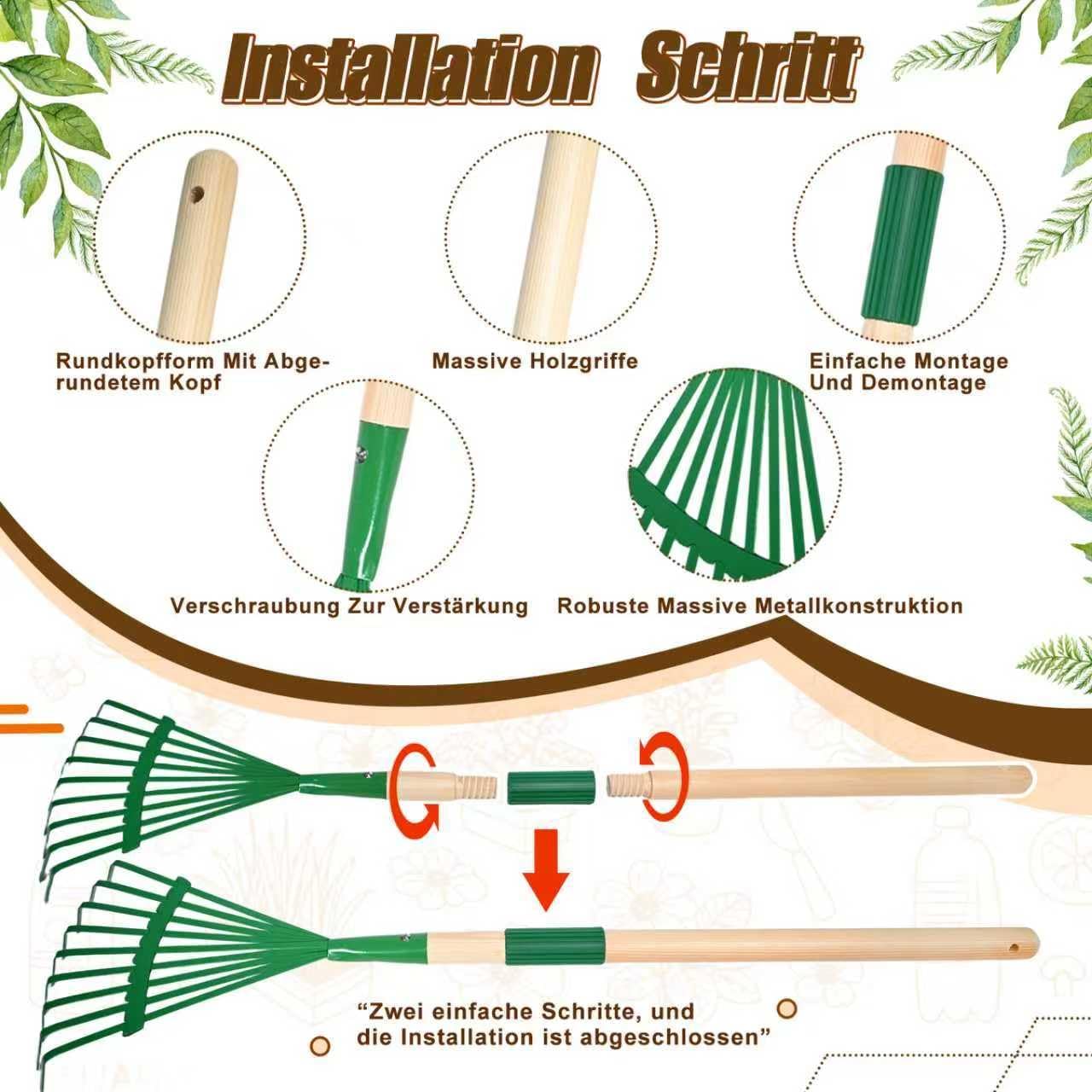 Detalle 1 de HILKKET Kinderschubkarre Gartenwerkzeug Set 13-teilig