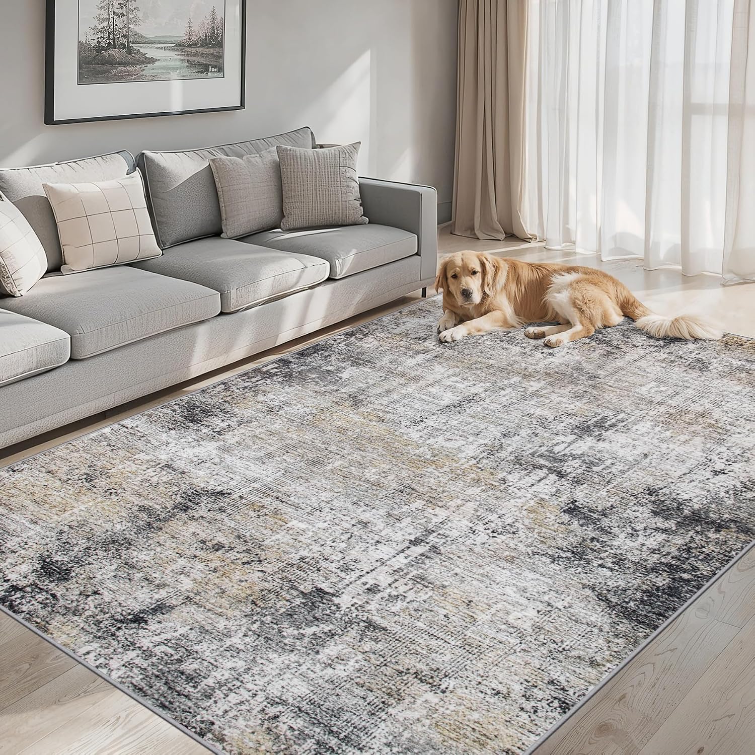 Detalle 2 de 6x9 Washable Modern Abstract Area Rug
