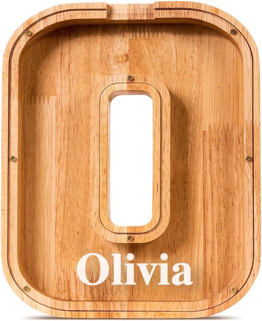 Thumbnail 6 de Summidate Large Wooden Piggy Bank with Personalized Initials and Laser-Engraved Name