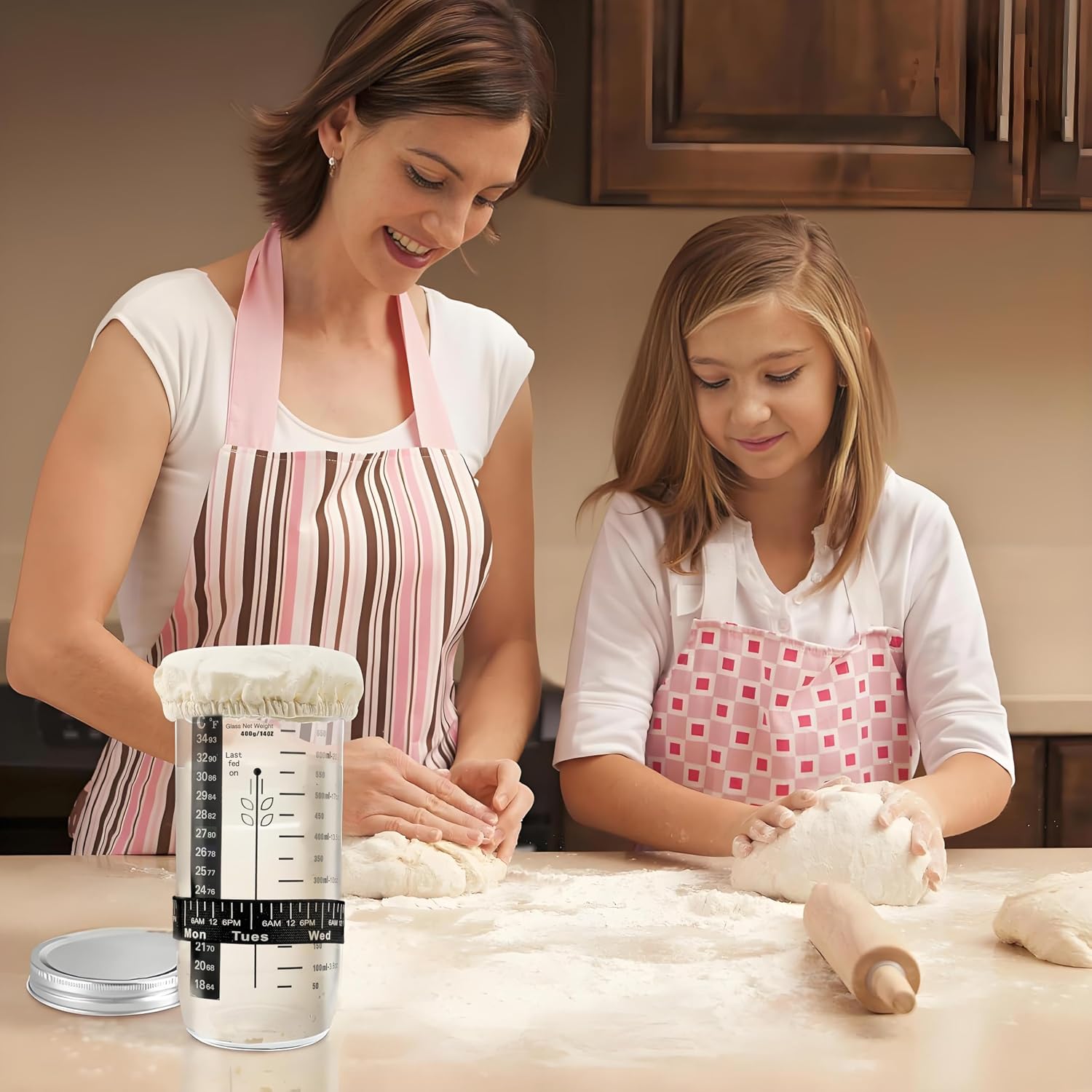 Detalle 2 de H&D HYALINE & DORA 730ml sourdough starter jar ๐