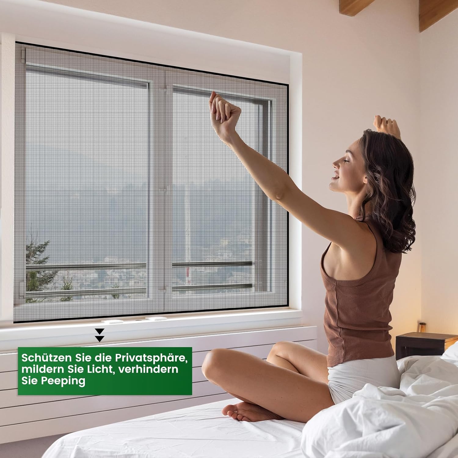 Thumbnail 4 de berssen Fliegengitter Fenster ohne Bohren DIY 130x150 cm (2 Stück) mit Klettband, Zuschneider & Presshilfe – Schwarz
