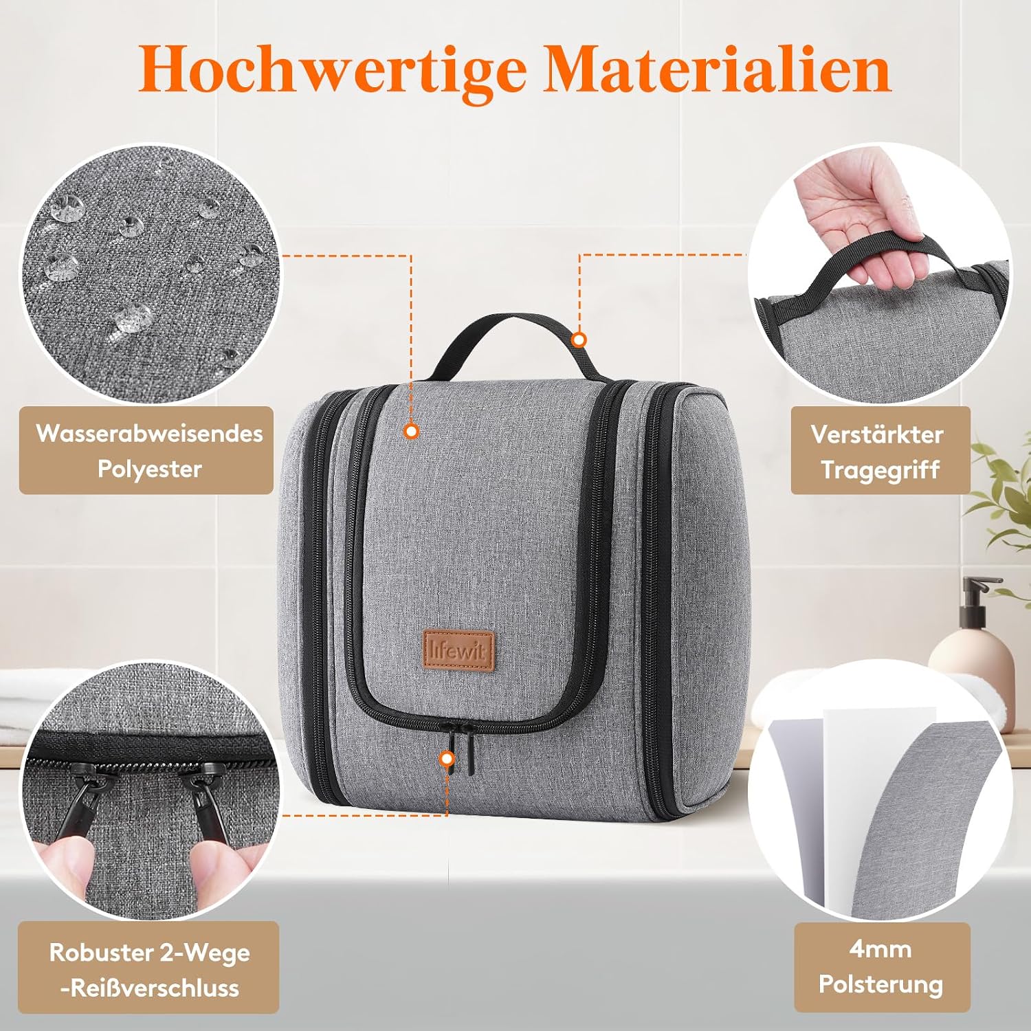Thumbnail 4 de Lifewit Große Kulturbeutel Herren 23×13,5×27,5 cm