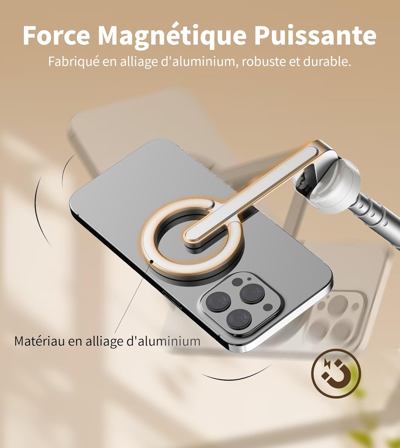 Detalle de TONEOF 173cm Perche Selfie Magnétique Trépied – Monopode télescopique avec fixation magnétique et télécommande