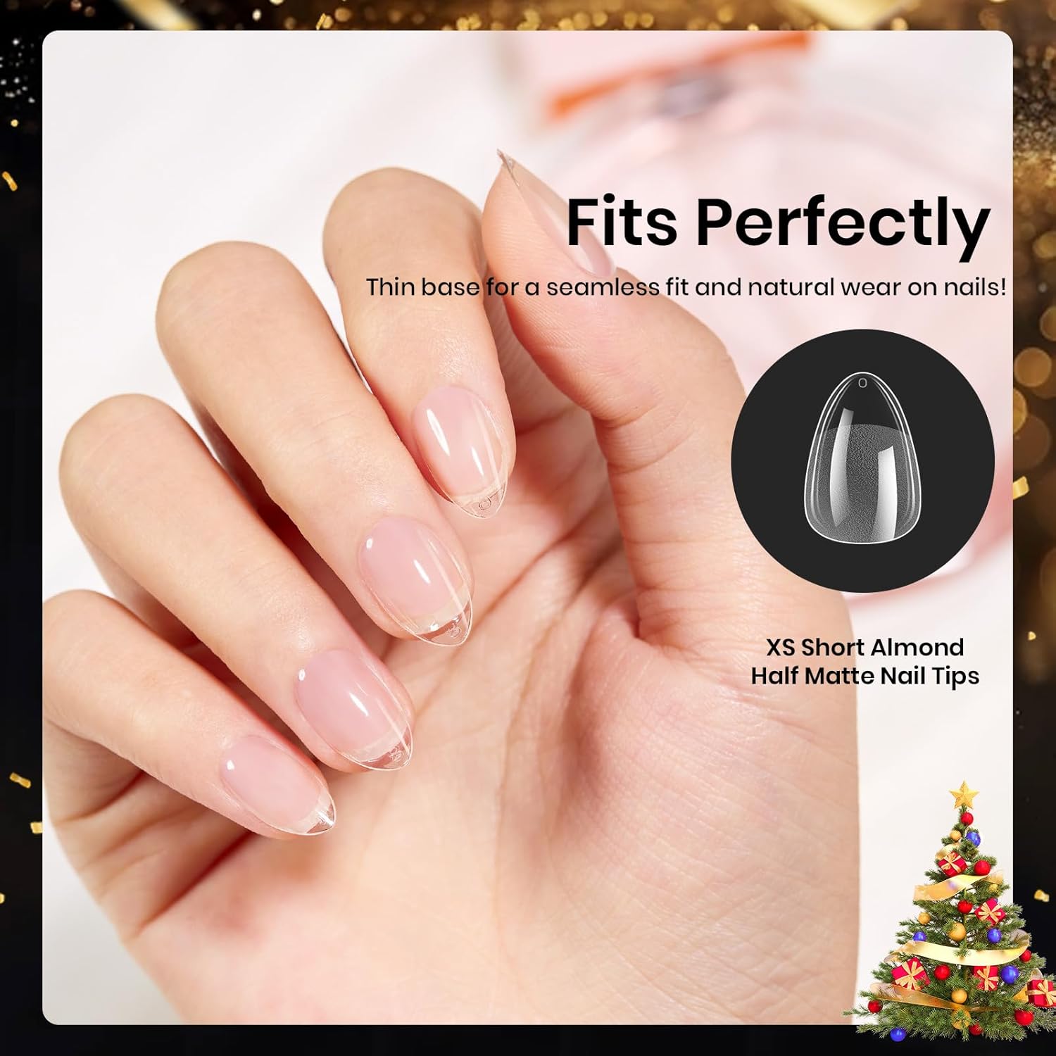 Thumbnail 4 de Beetles Extra Short Almond Nail Tips (Etch-X), 288 PCS, 12 Sizes Clear Full Cover Press-On