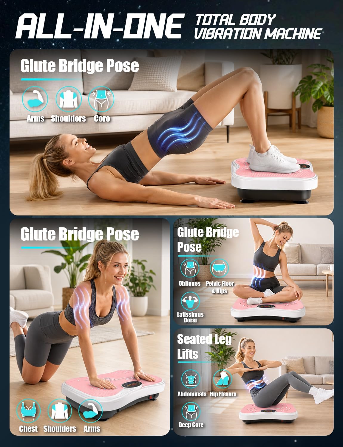 Detalle de UCIN Vibration Plate Exercise Machine, 99 Speeds, Color Screen & Bluetooth