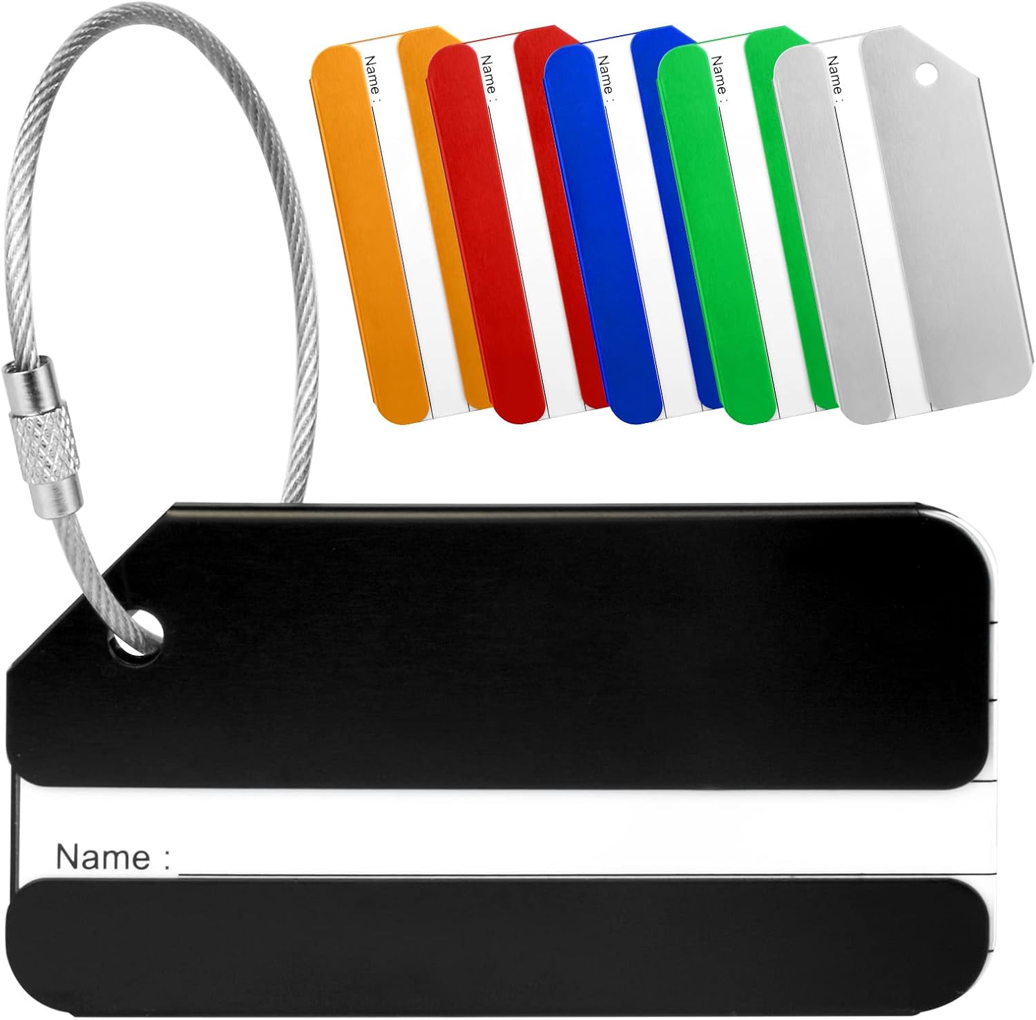 Detalle de Yizhet aluminium alloy luggage tags (6-pack) with steel loop for travel identification
