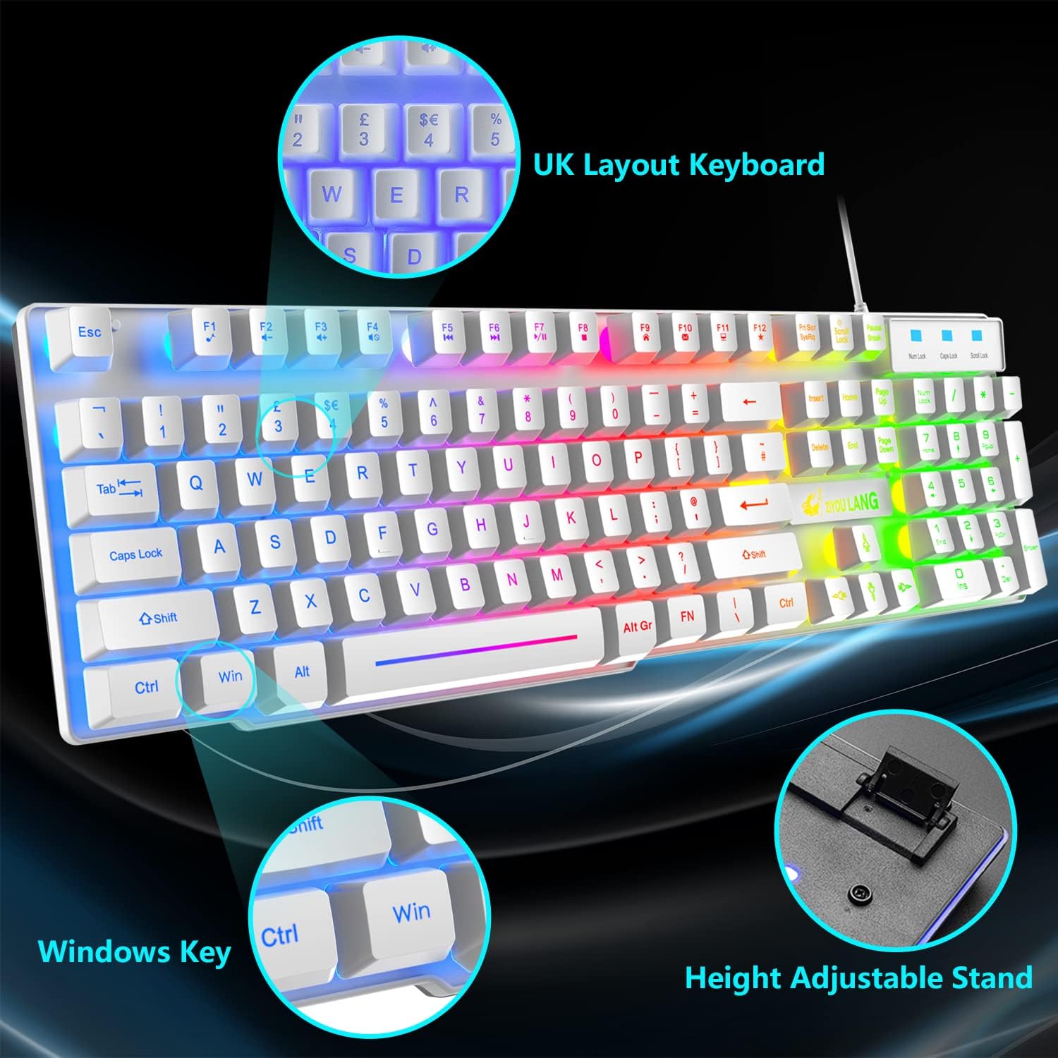 Thumbnail 2 de Gaming Keyboard Headset & Mouse Set UK 104 Keys