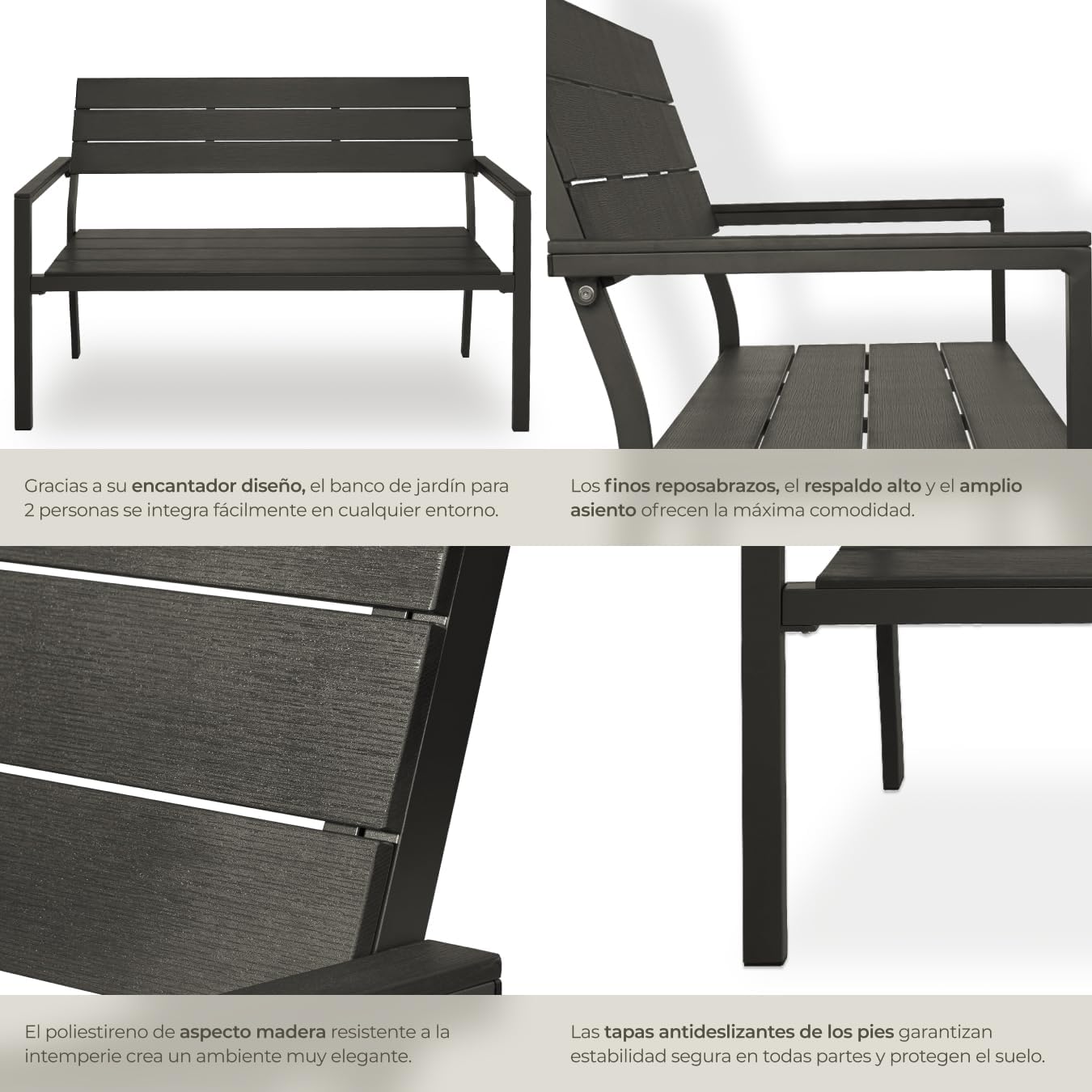 Thumbnail 6 de tectake Banco de Jardín para 2 Personas