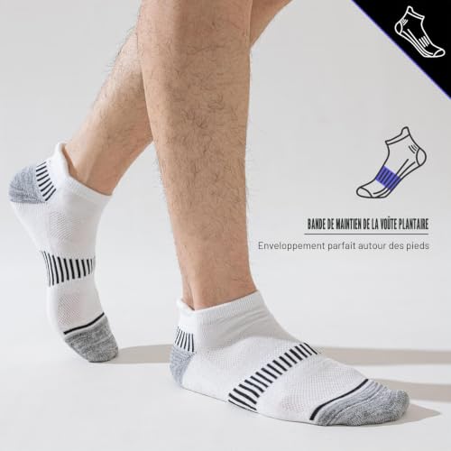 Detalle de Niorasen Chaussettes de sport pour homme – 6 paires, courtes et rembourrées