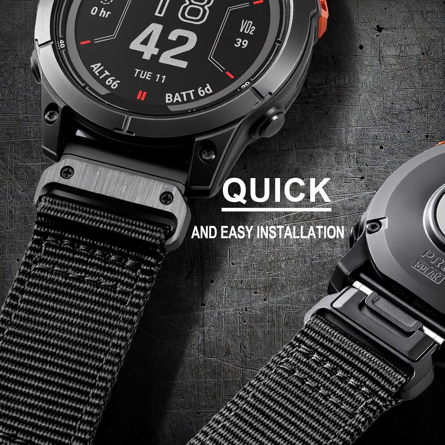 Detalle de EKINGEEK KCNL-23A7 22mm Nylon QuickFit Watch Band for Garmin, Black