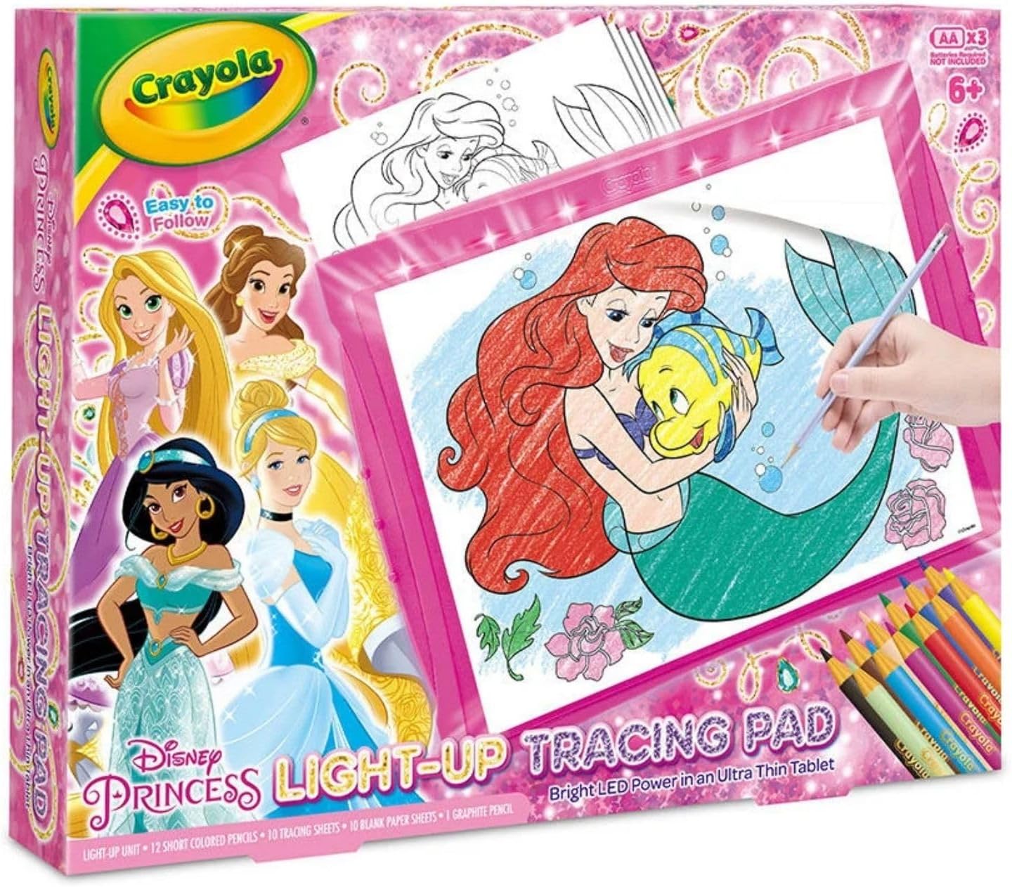 Detalle de Crayola 042597 ディズニープリンセス ライトアップトレースパッド 12色セット