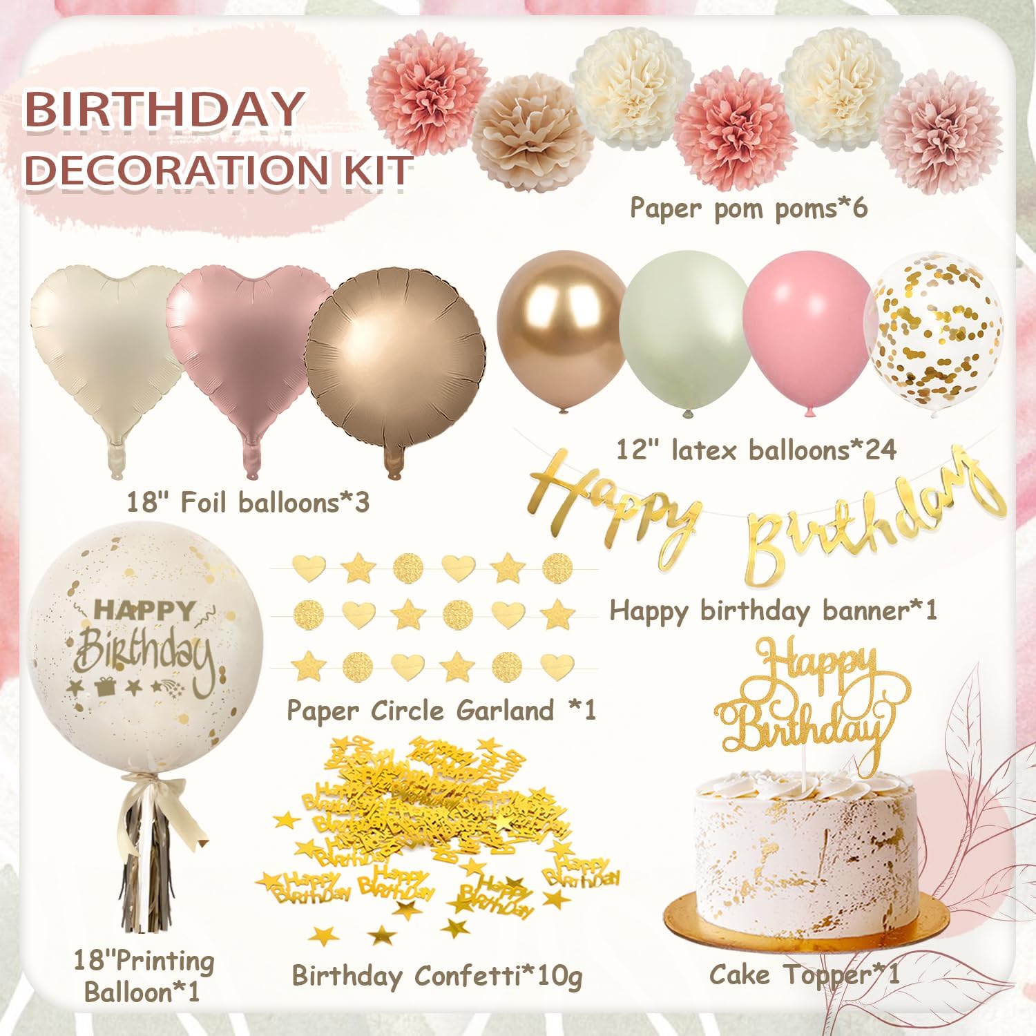 Thumbnail 1 de Decoración cumpleaños rosa oro para niñas