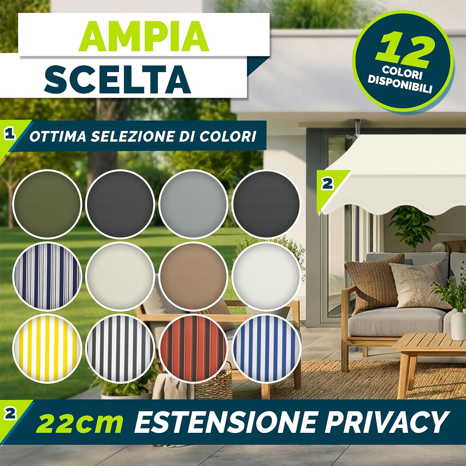 Thumbnail 6 de Tillvex Tenda da Sole a Bracci con Manovella: protezione solare esterna facile da montare, regolabile e resistente