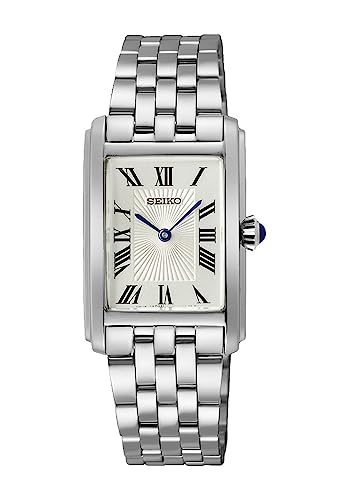 Detalle de Seiko SWR083P1, montre femme à boîtier rectangulaire en acier inoxydable