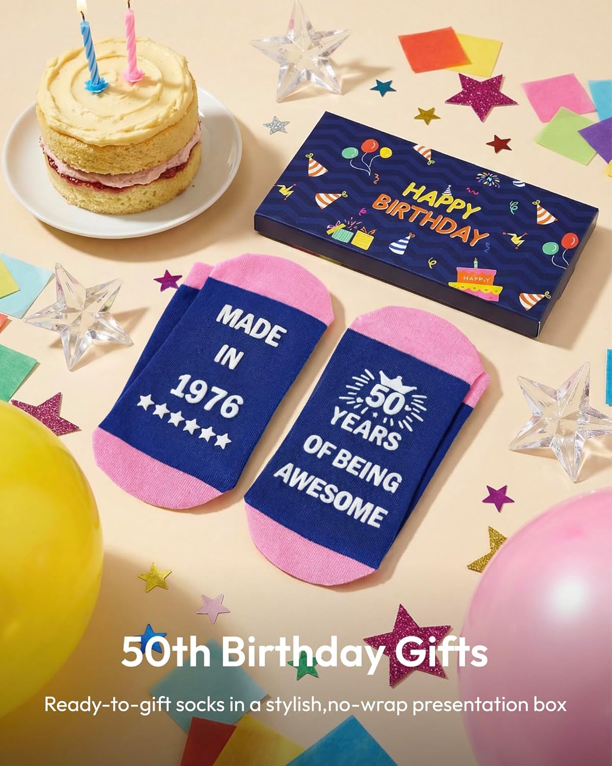 Thumbnail 2 de Belloxis 40th Birthday Socks – Funny, Cosy Cotton Socks with Non-Slip Grip in Gift Box