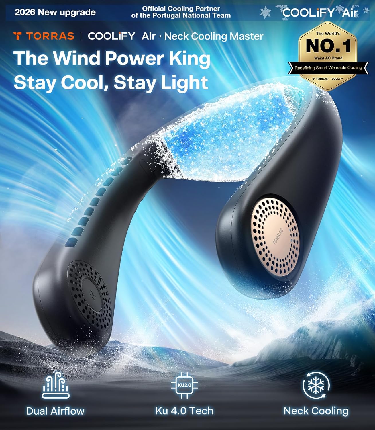 Thumbnail 1 de TORRAS COOLiFY Air 2026 Upgraded Neck Fan – Dual-Airflow Pro Cooling, Ultra Light & Rechargeable