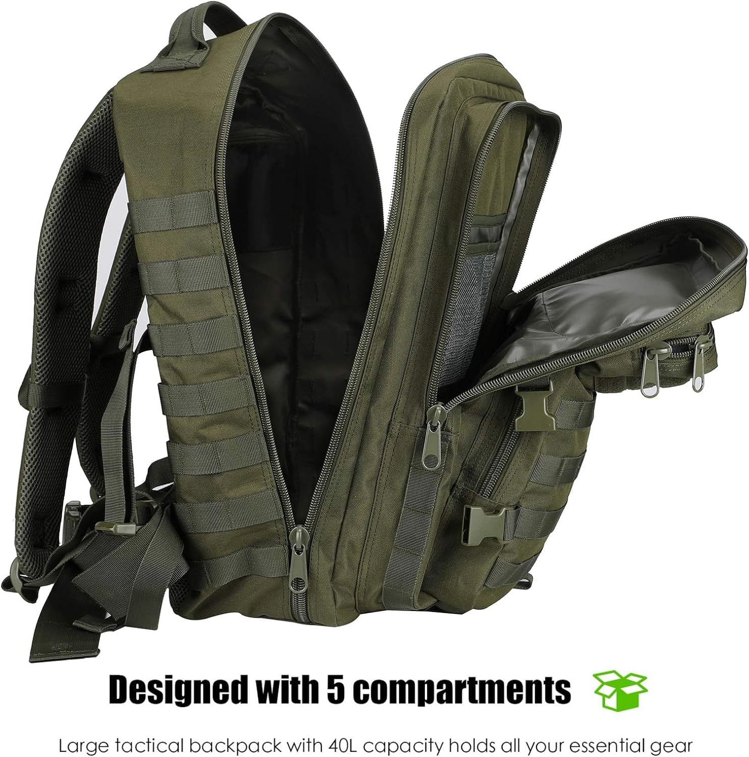 Detalle de ProCase 40L Militärischer taktischer Rucksack (3‑Tage Assault Pack) mit MOLLE-System