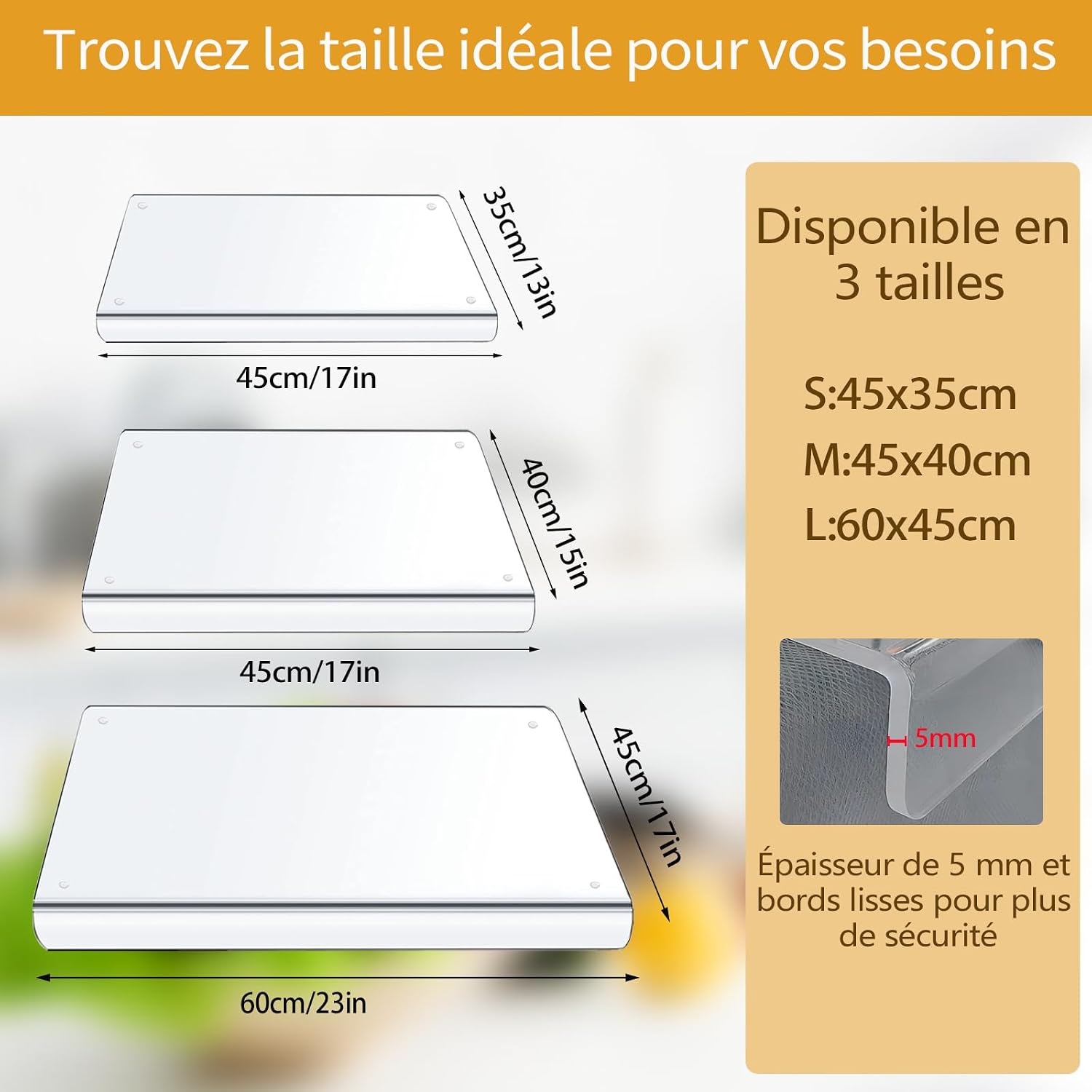 Detalle de Divove cuttingboard-O3-45X40 acryl snijplank 45 x 40 cm, transparant