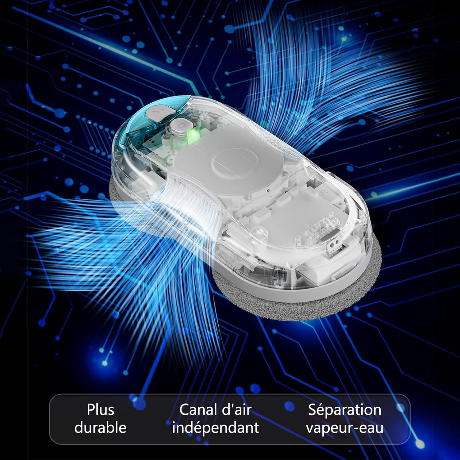 Detalle de HIXZAP X1 — Robot Nettoyeur de Vitres avec Spray Ultrasonique Bidirectionnel, Réservoir 85ml et Détection des Bords