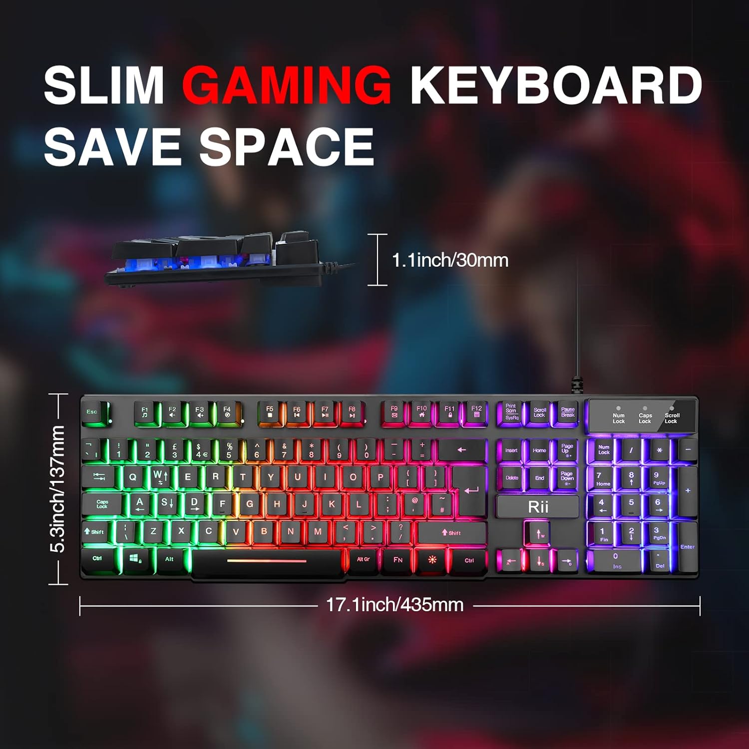 Thumbnail 5 de Rii Gaming Keyboard Rainbow LED backlit wired keyboard