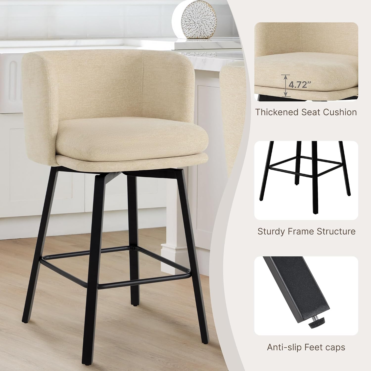Thumbnail 4 de Counter Height Swivel Bar Stools, 26-inch