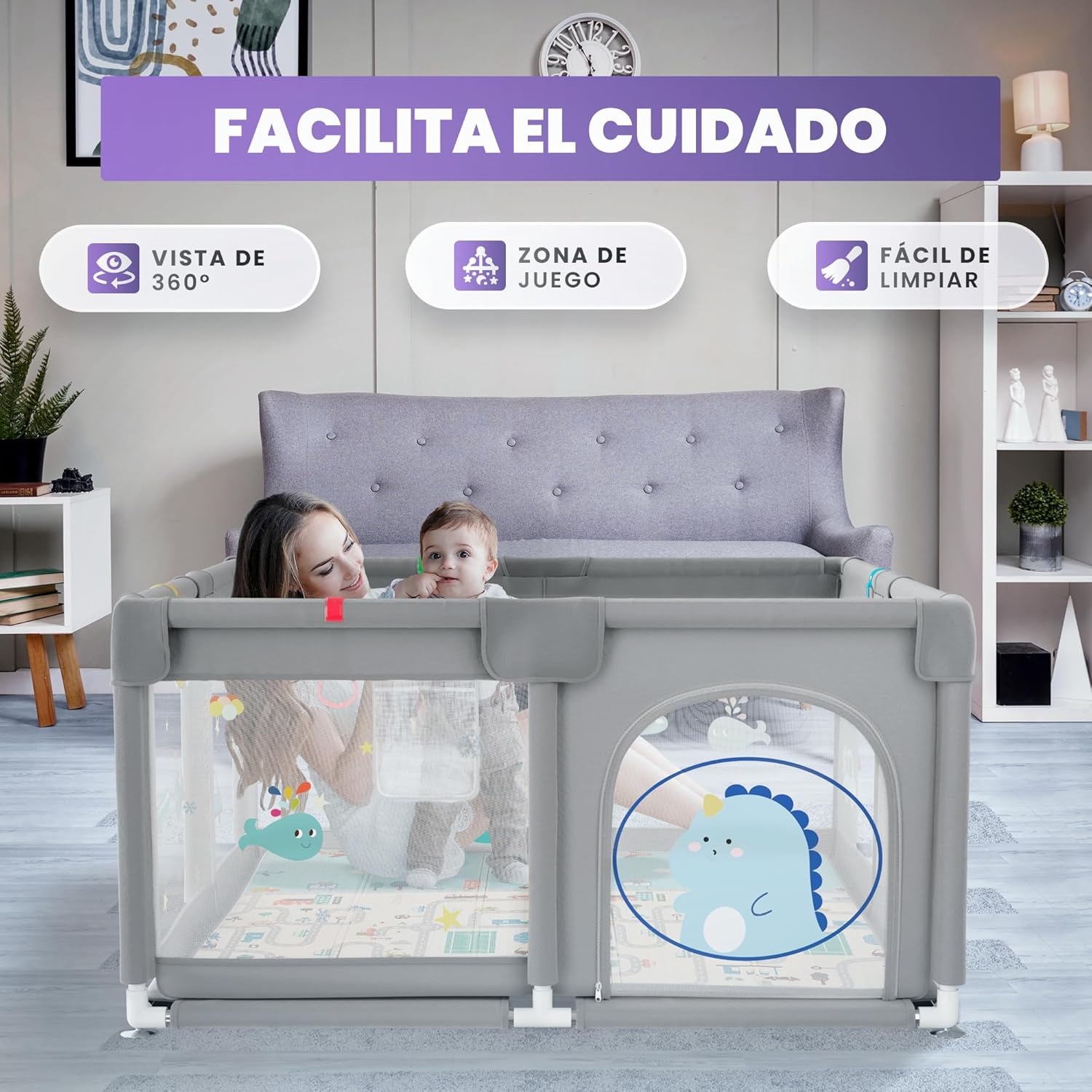 Detalle 2 de JUPPLIES Parque Infantil Bebé 120cm - Seguridad y Diversión