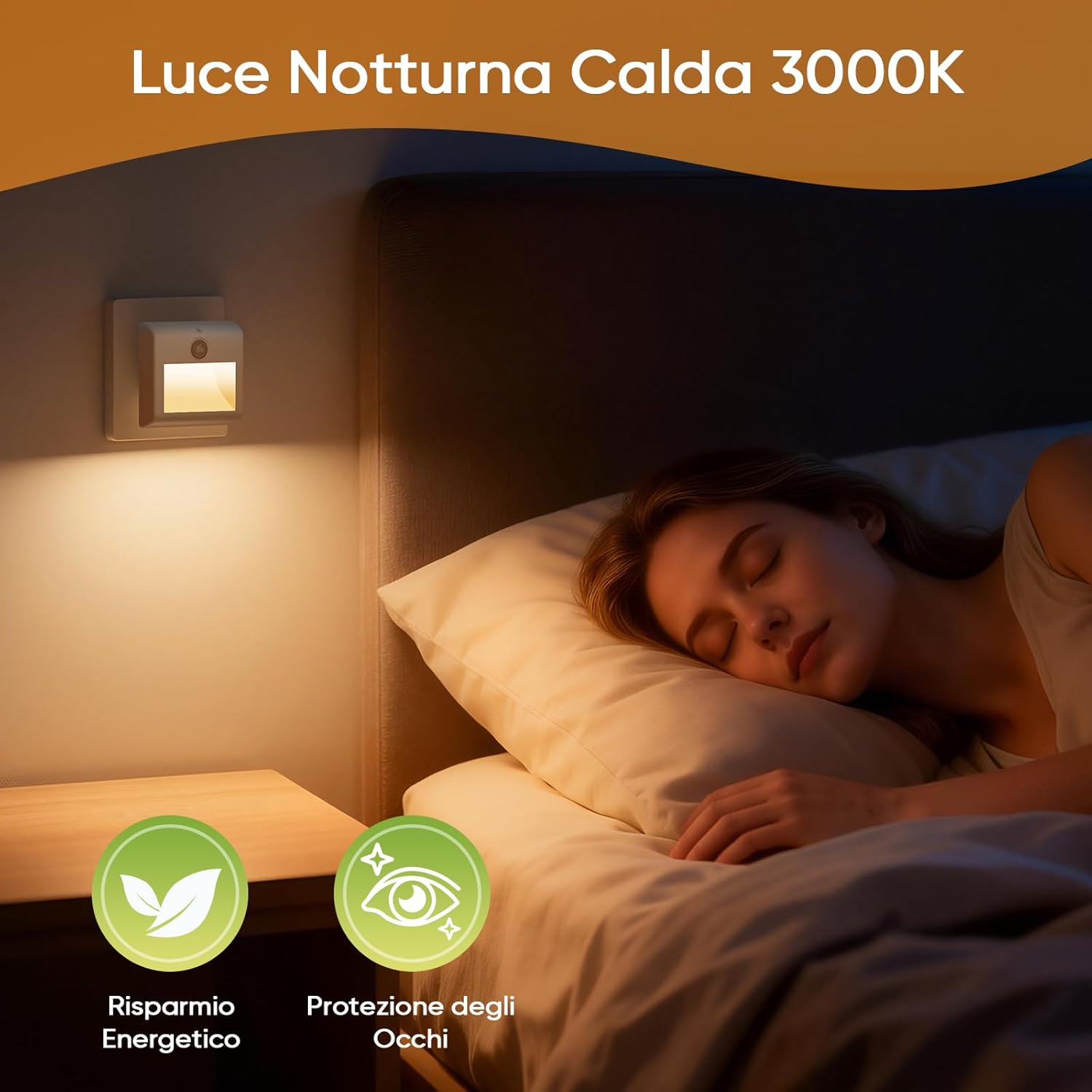 Thumbnail 4 de [2 Pezzi] Luce Notturna con Sensore di Movimento, Luce Bianca Calda 3000K, 3 Modalità (ON/Auto/OFF) e Dimmer per Cameretta, Corridoio e Bagno