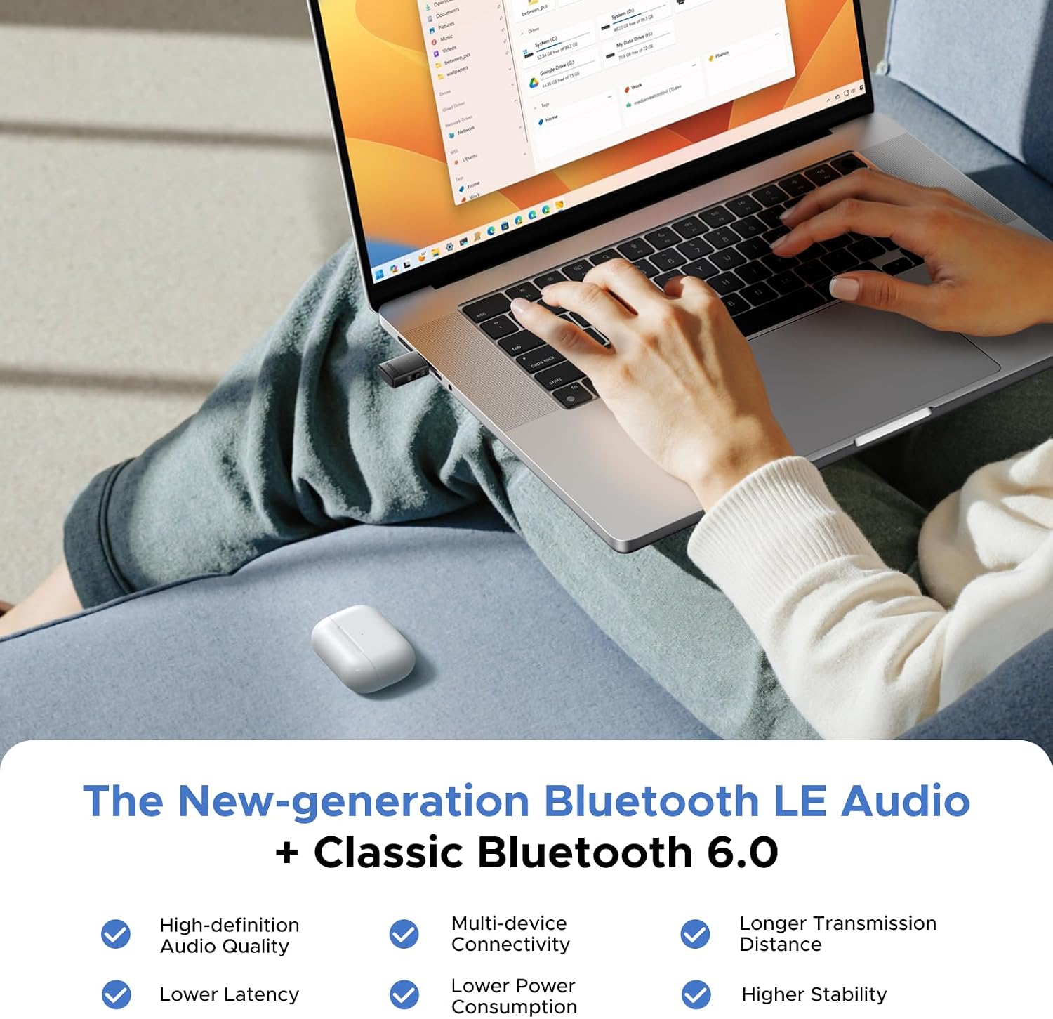 Thumbnail 3 de UGREEN Bluetooth 6.0 Adapter PC (USB-C) for LE Audio — Multi‑Mode Dongle for PS5, Switch and PC