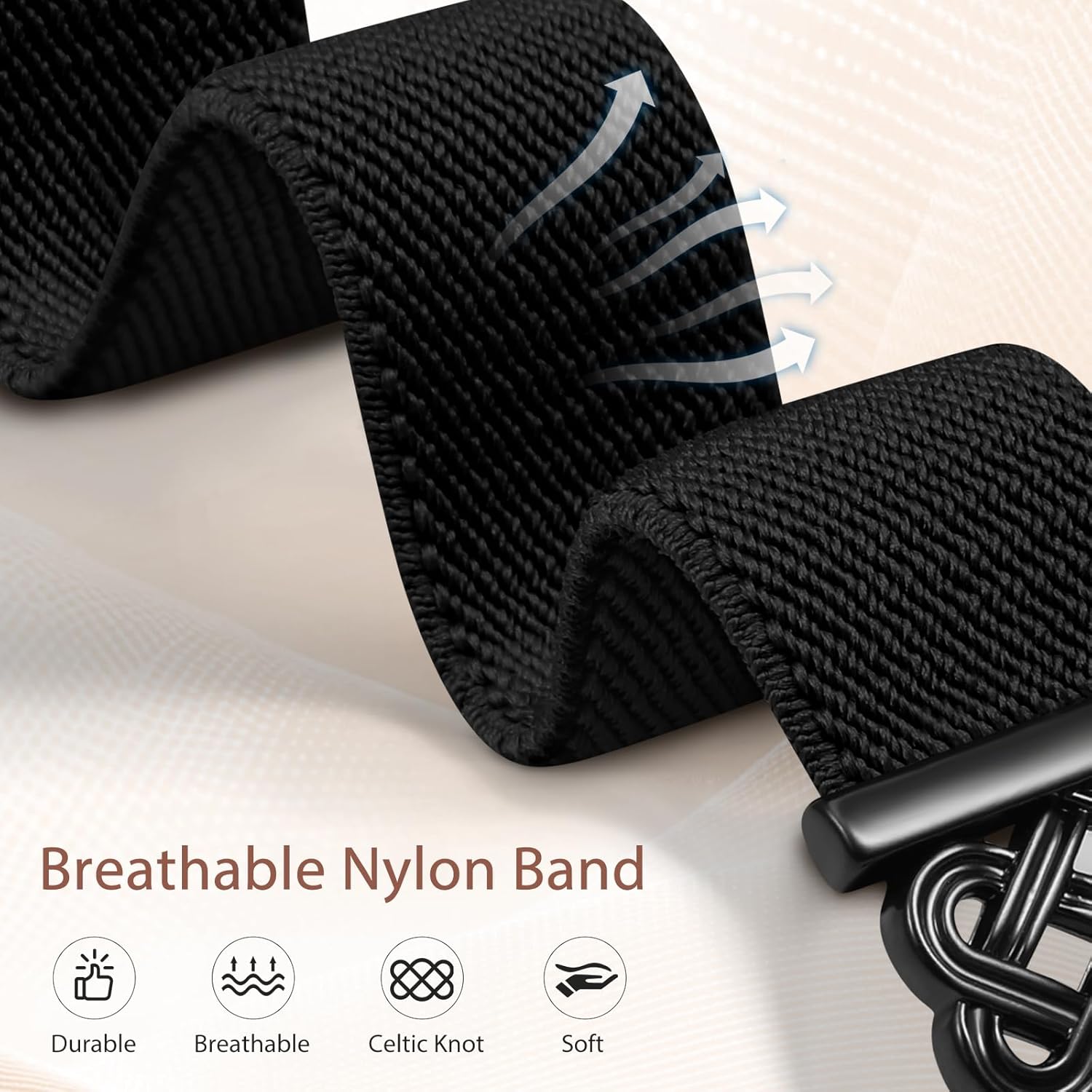 Detalle de Minyee Magnetic Stretchy Band for Apple Watch (38–49mm) with Celtic Knot Clasp
