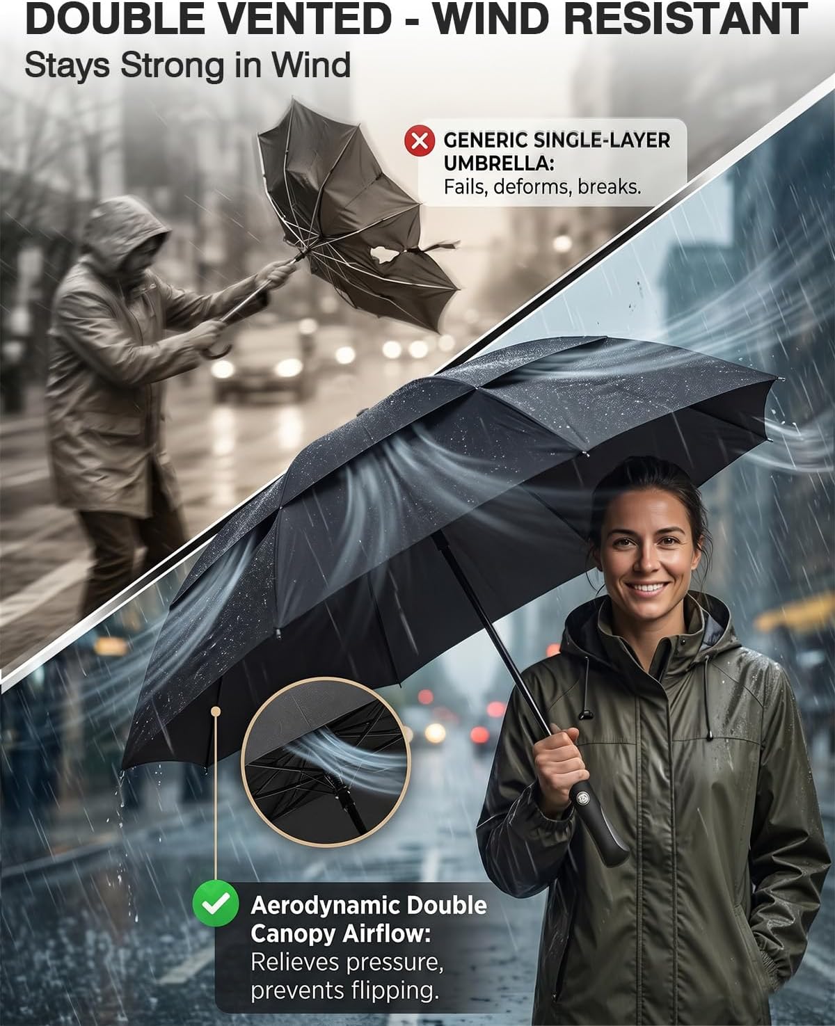 Thumbnail 1 de Lorrrtta Golf Umbrella Windproof and Rainproof 54-Inch with Automatic Open