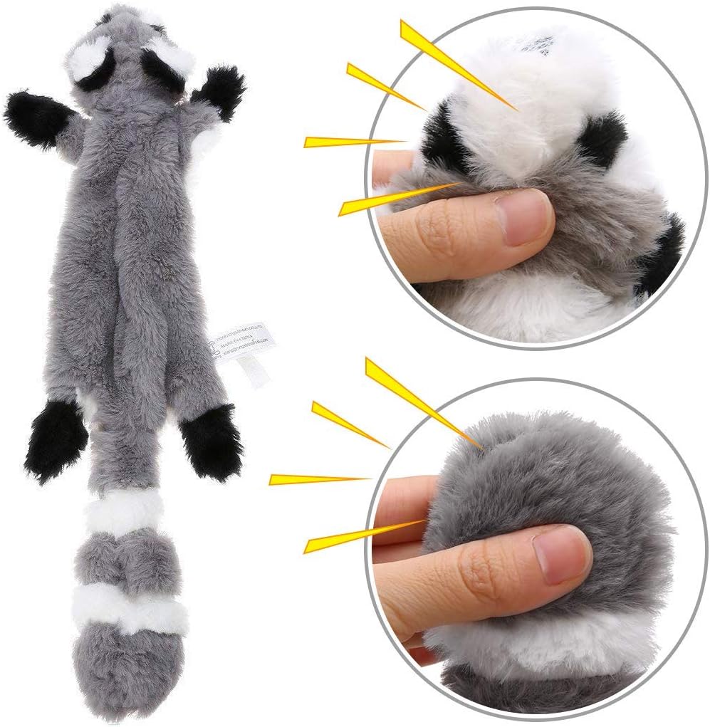 Thumbnail 5 de PDTO Stuffingless Dog Toy Set — 3× 46cm Plush Squeaker Toys (Squirrel, Raccoon & Fox) for Small & Medium Dogs