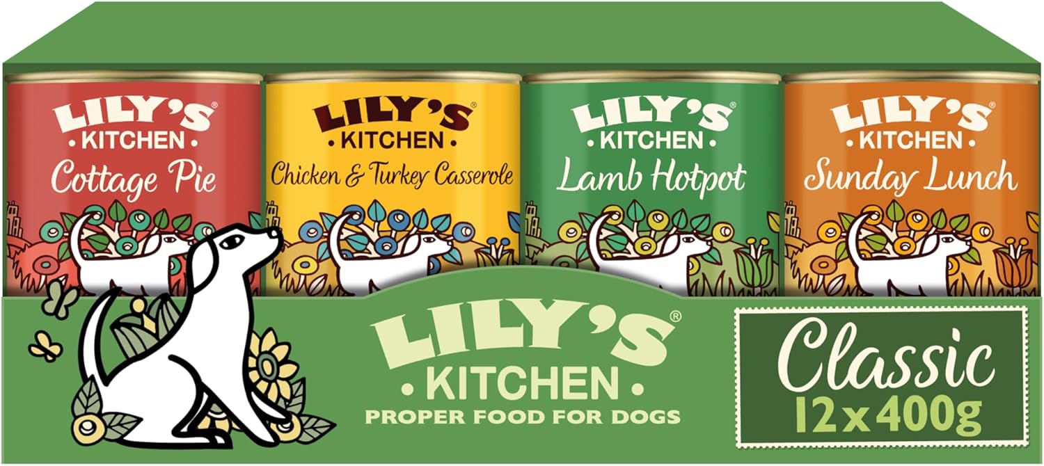 Detalle de Lily's Kitchen Scatolette umido naturali per cani adulti – confezione assortita 12 x 400 g