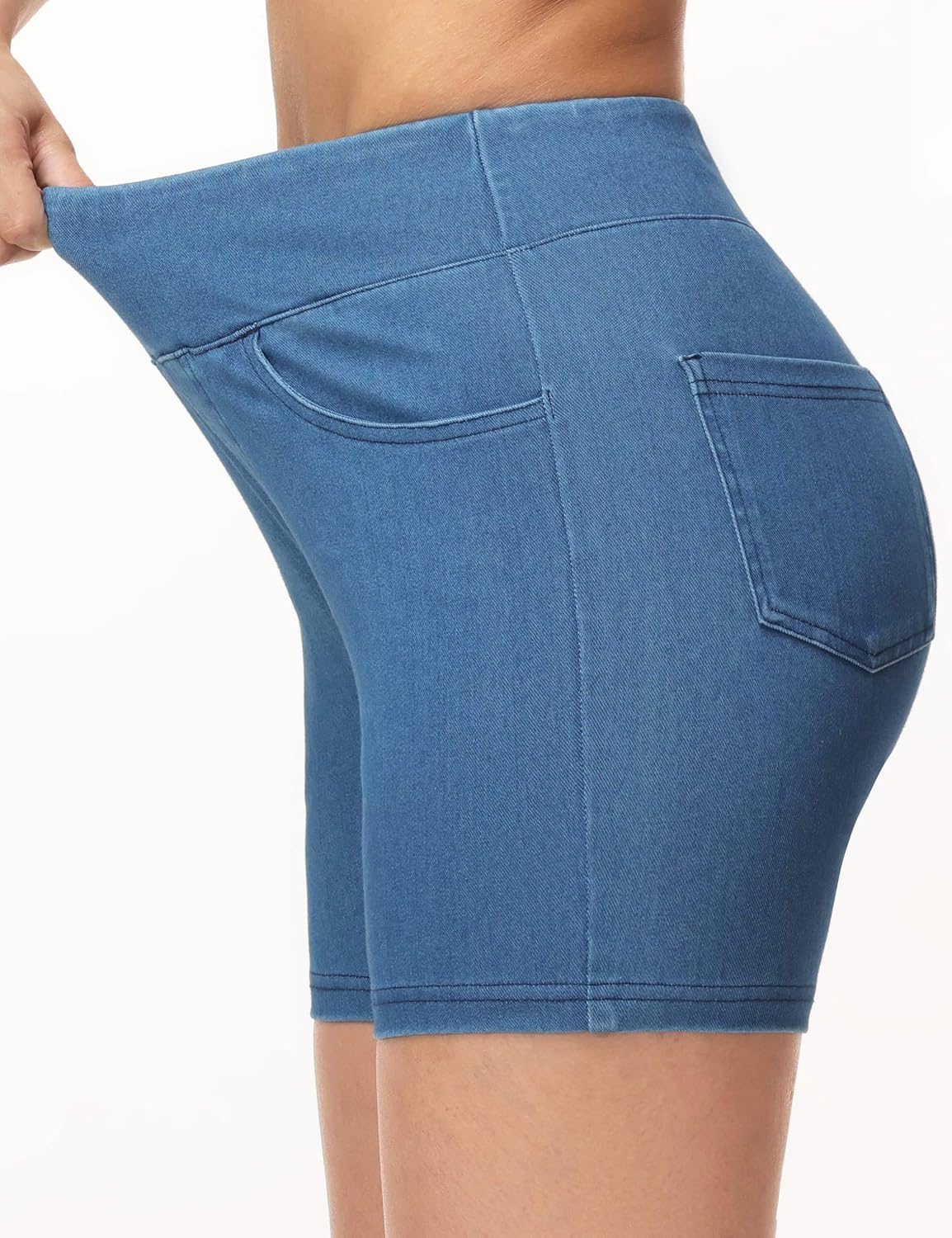 Thumbnail 2 de THE GYM PEOPLE Women's Stretchy Denim Shorts, 5-Inch High Waist