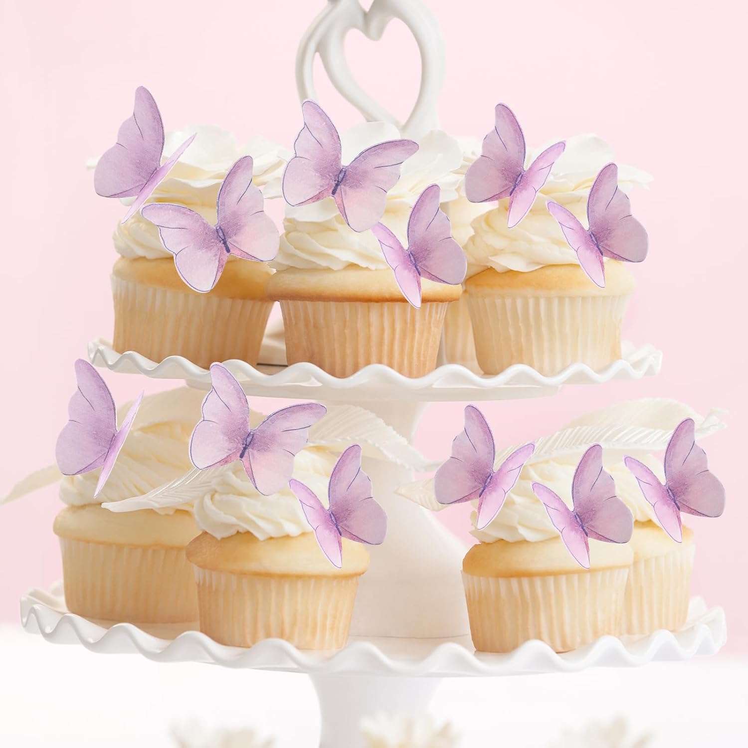 Detalle de Ouxayapl 48 essbare Schmetterlinge als Tortendeko (lila) für Hochzeit, Geburtstag & Partys
