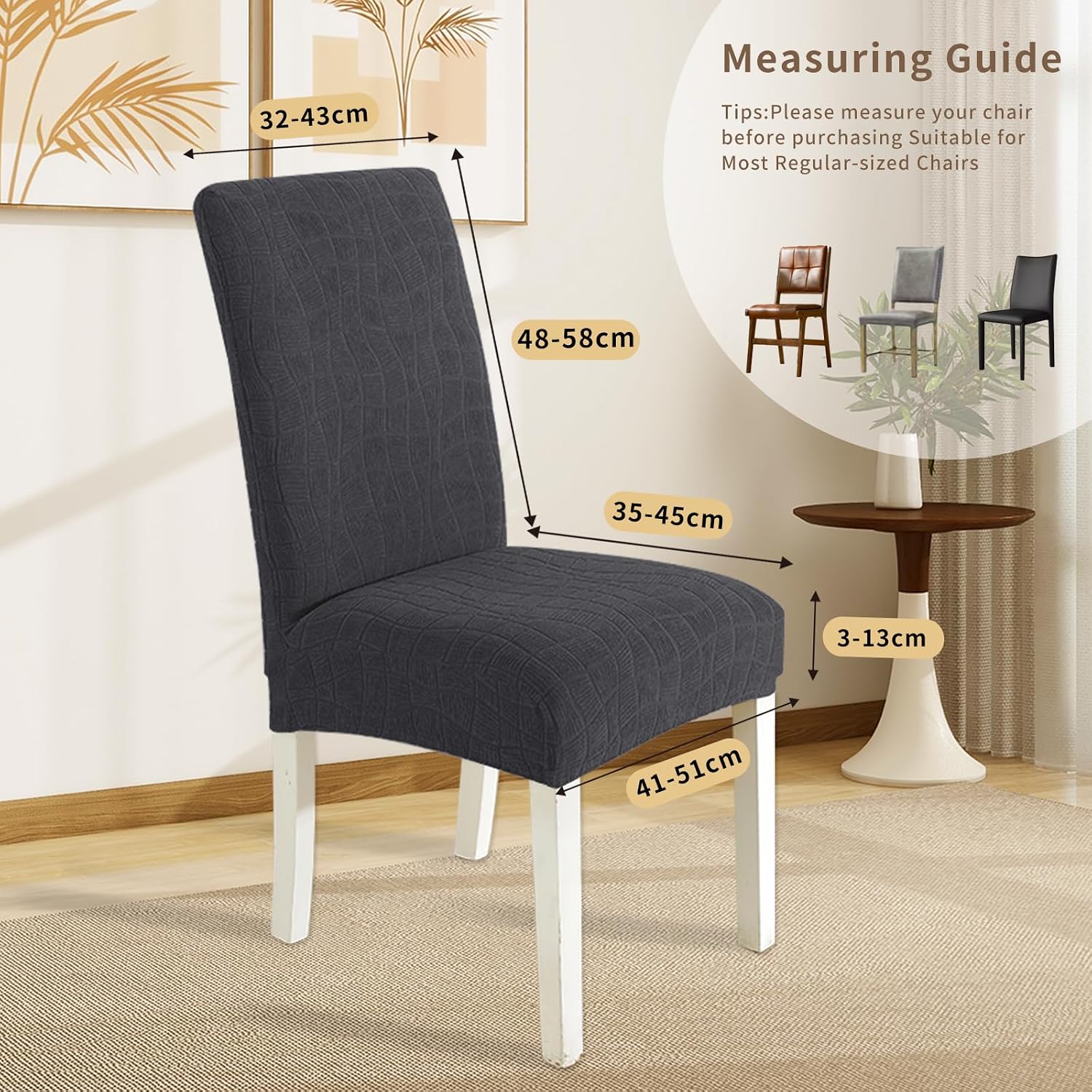 Detalle de Housse de Chaise Ystyle 4 Pièces – Gris Foncé, Extensible, Lavable et Protection Durable