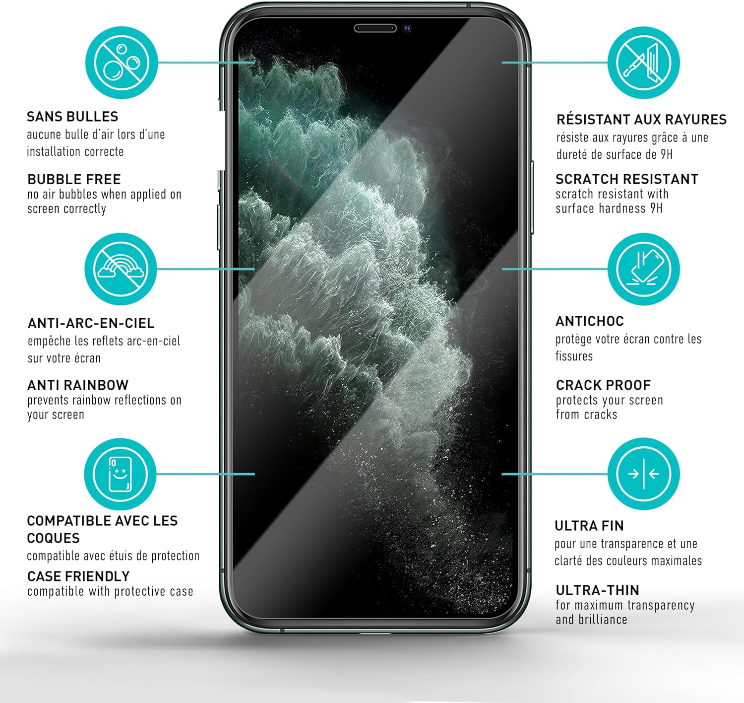Thumbnail 5 de smartect 3Pack_iPhone_XS gehard glas voor iPhone X, XS en 11 Pro, 9H