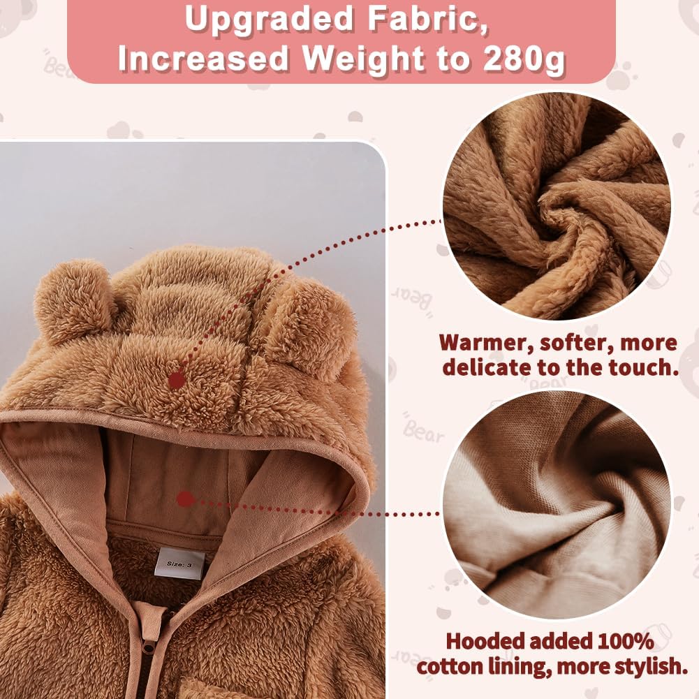 Thumbnail 3 de Fairy Baby bear hooded footed snowsuit with fold-down mittens for newborns