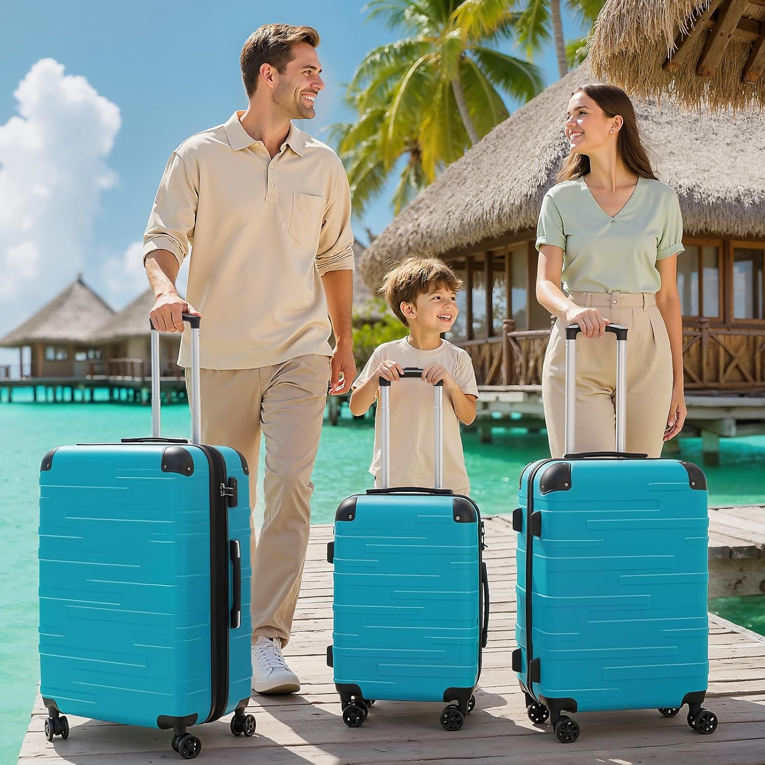 Detalle 2 de COOLIFE Hartschalen-Koffer Rollkoffer Vergrößerbares Gepäck – Groß + Mittelgroß, ABS, TSA-Schloss, 4 Rollen