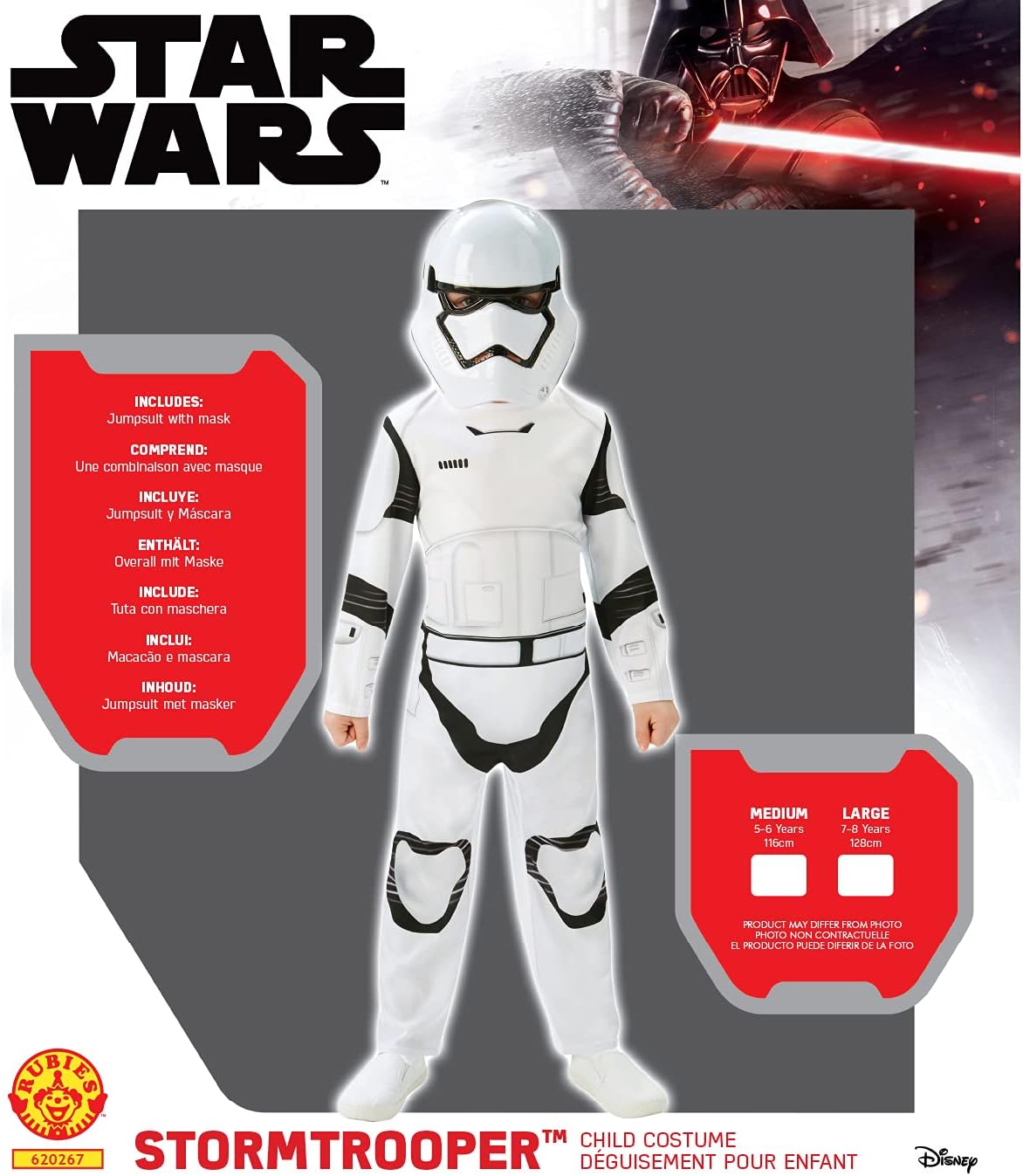 Detalle 2 de Stormtrooper Star Wars Kinderkostüm weiss-schwarz 🎭