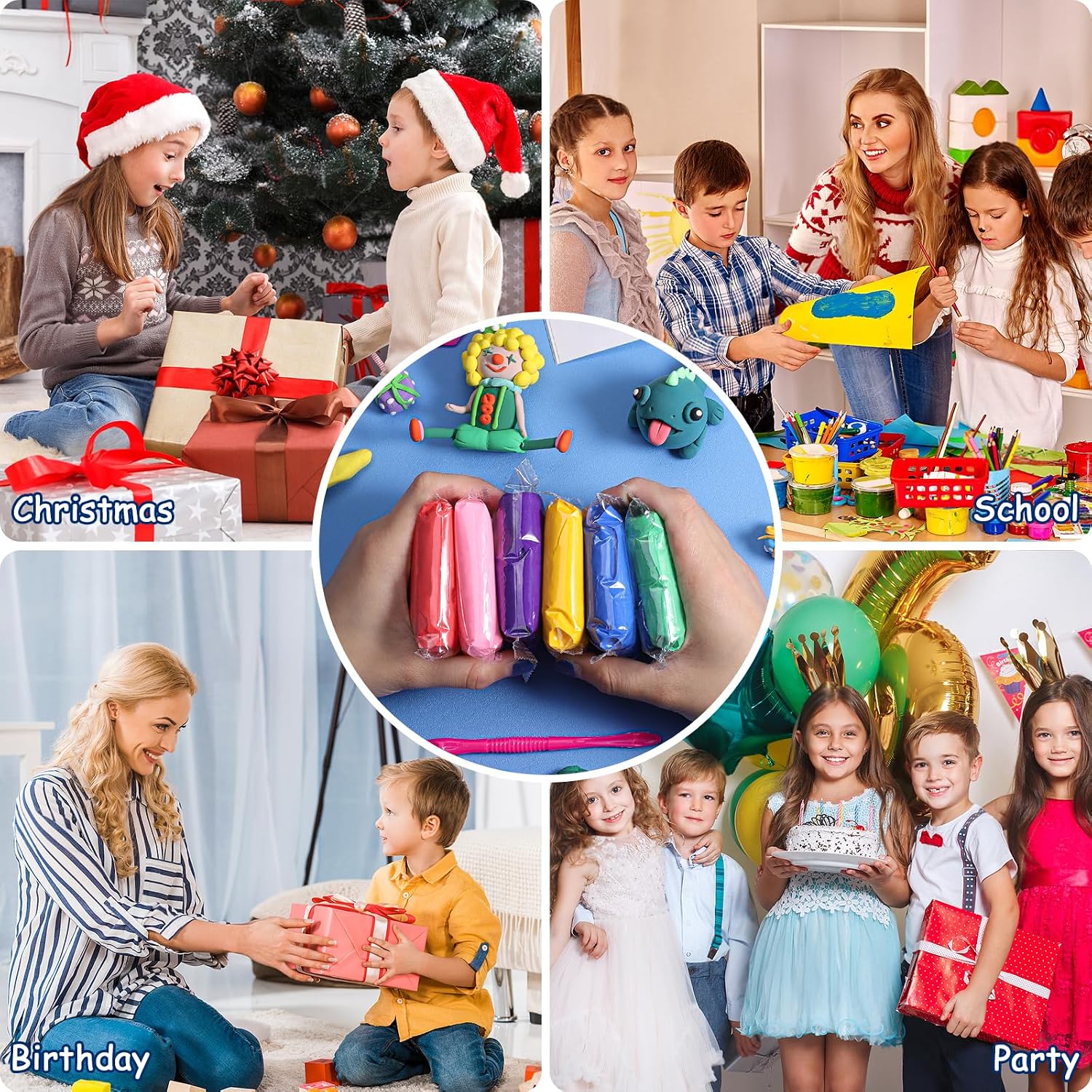 Detalle de QMAY Air Dry Clay: 24 Colours Ultra Light Modelling Kit for Kids