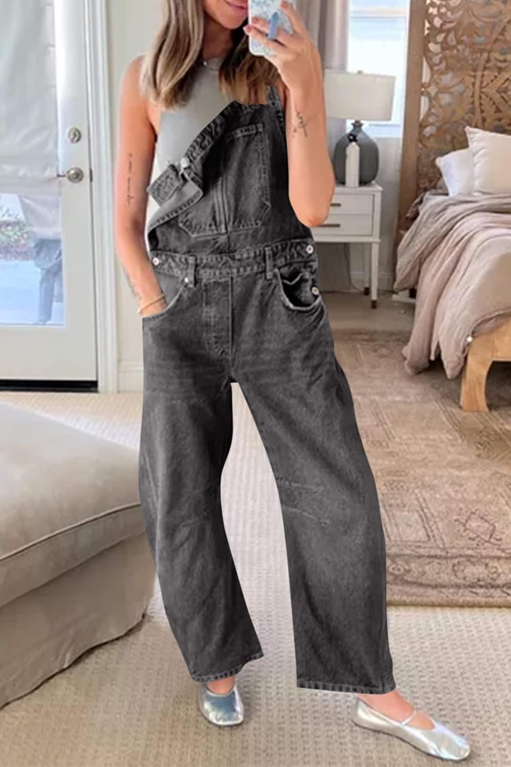 Thumbnail 5 de PLNOTME Denim Bib Overalls Barrel Leg