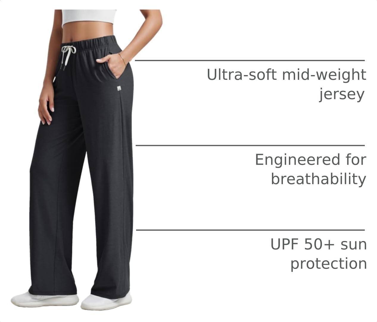 Detalle 2 de ODODOS Women’s Straight Leg Pants (odSTRATUM Tech) Ultra-Soft Relaxed Pajama Lounge Pants with Pockets